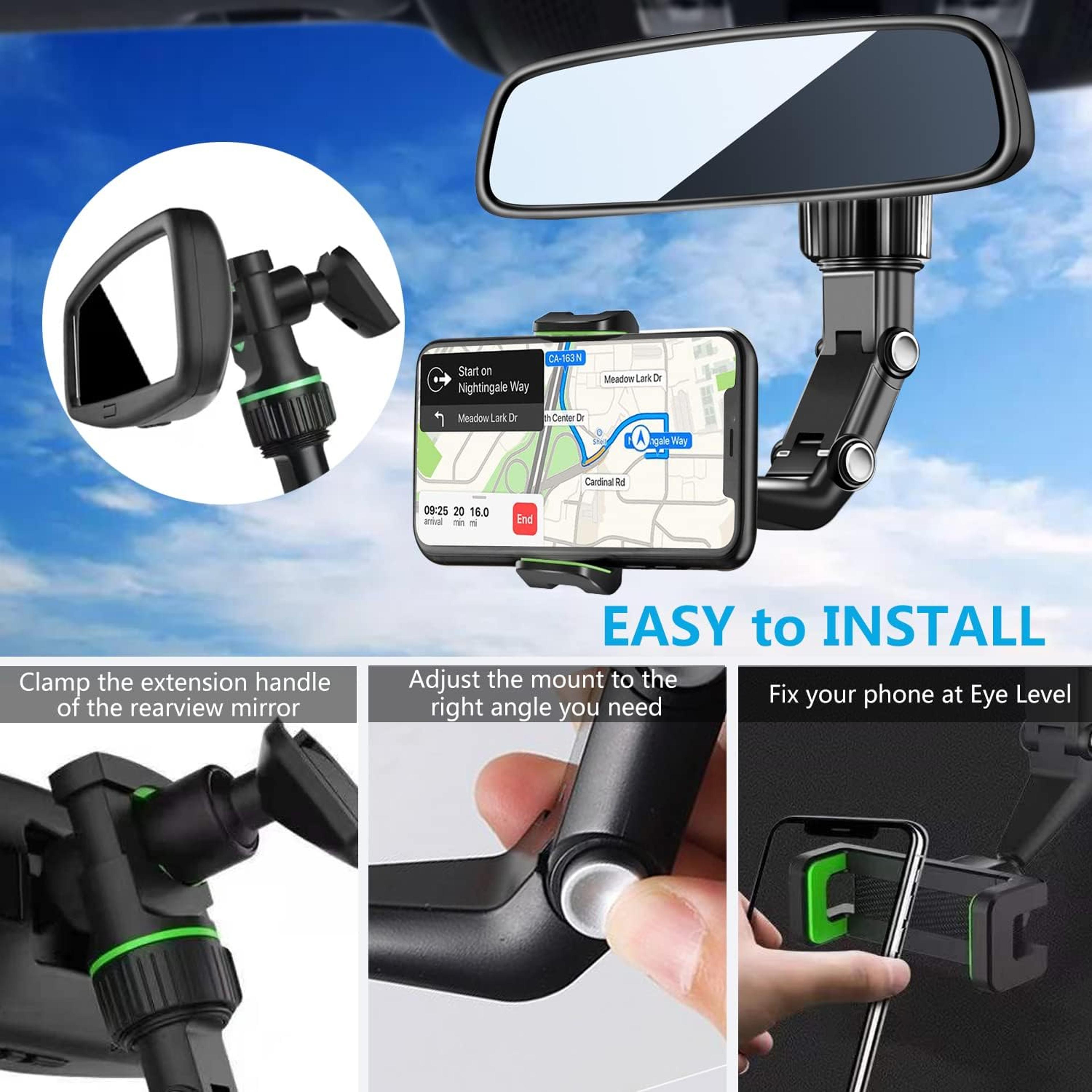 Multifunctional Rearview Mirror Phone Holder Rotatable  Retractable Car Mount For All Vehicles 4