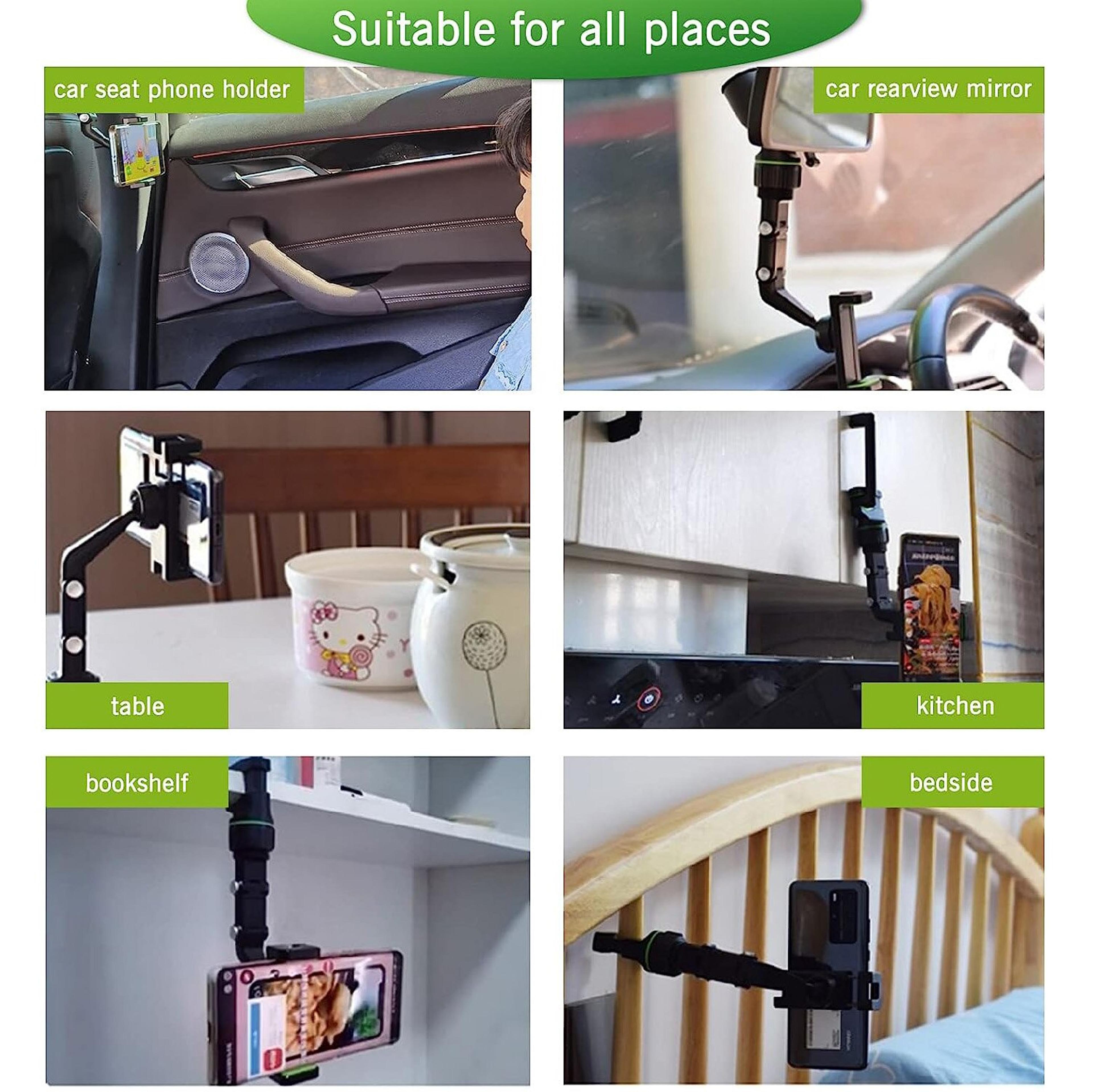 Multifunctional Rearview Mirror Phone Holder Rotatable  Retractable Car Mount For All Vehicles 5