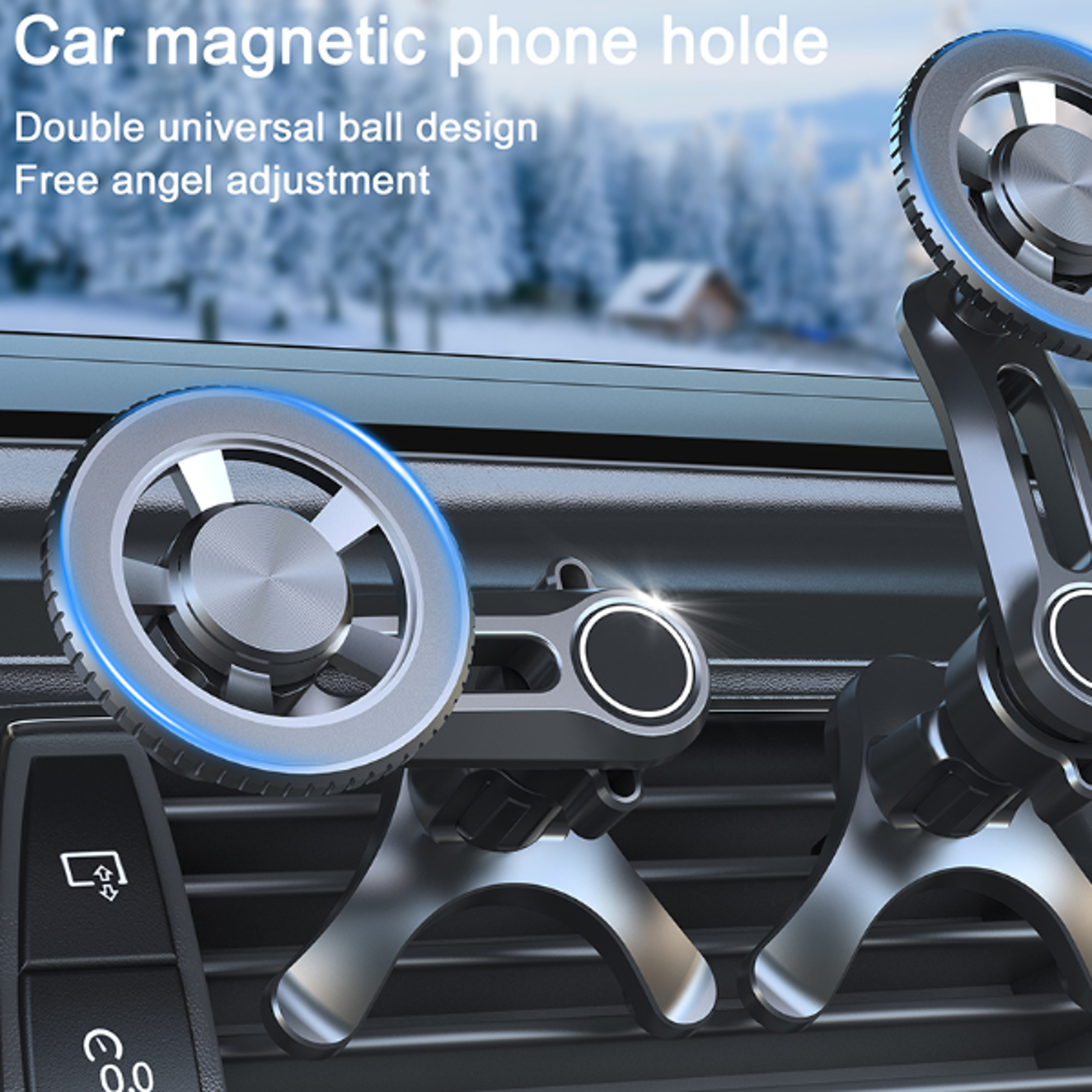 magnetic car phone holder mount, fits for magsafe car, strong magnets, easy install, never blocks vent
