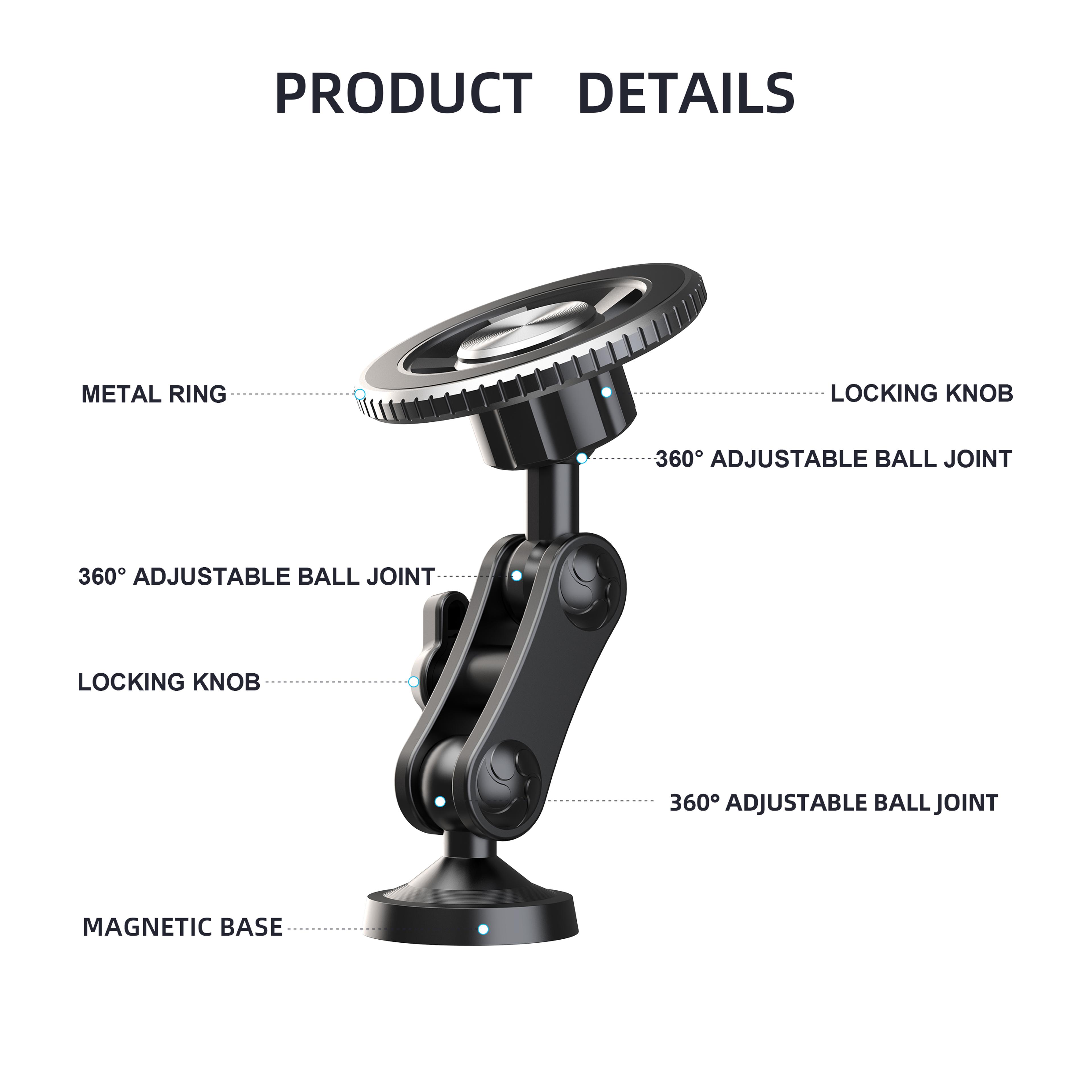 Adjustable Dual Ballhead Magic Arm Phone Mount Magnetic Base For Any Ferrous Metal Surface 7