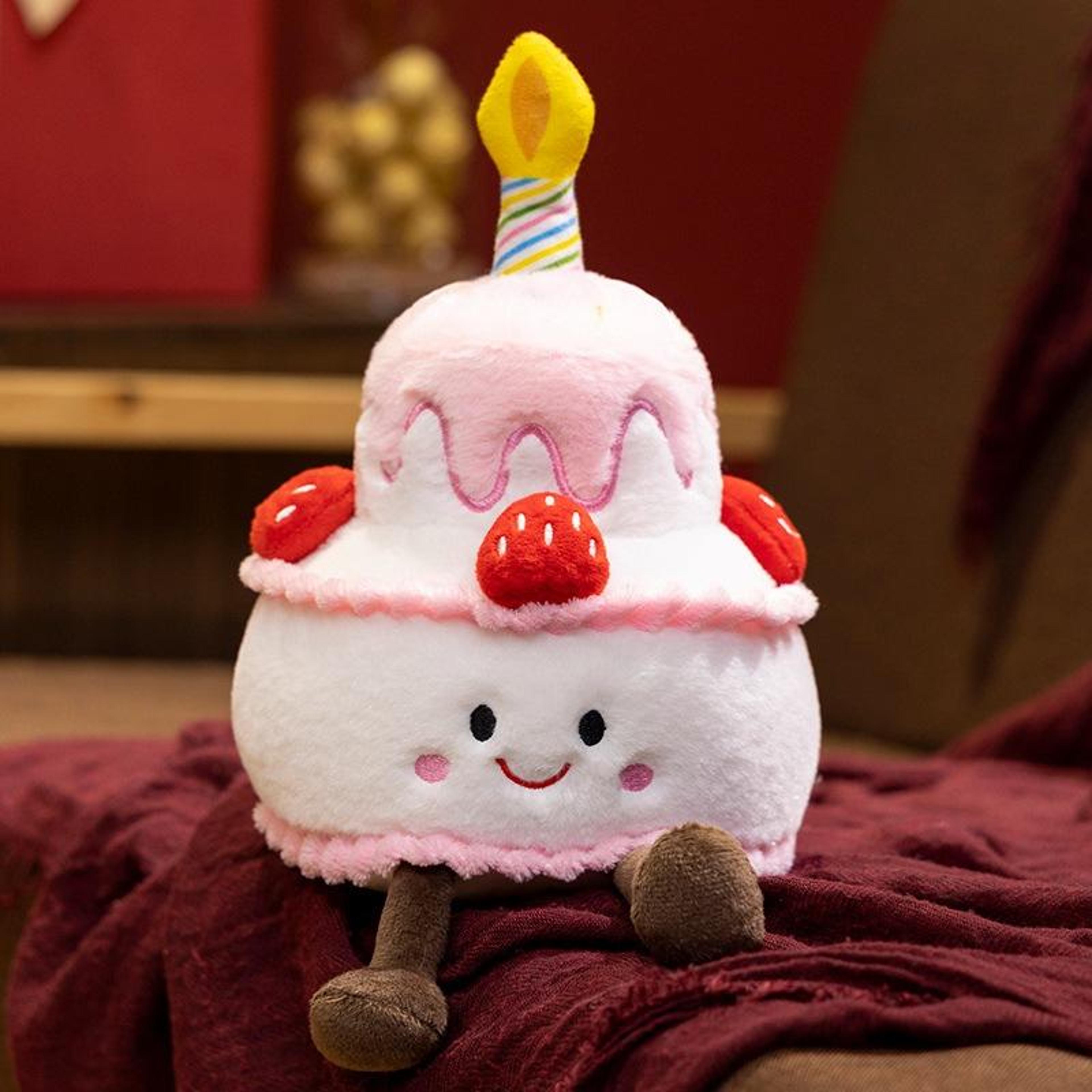 Handmade Pink Strawberry Cake Plush Toy Cute Cotton Candy Birthday Gift For Girls 3
