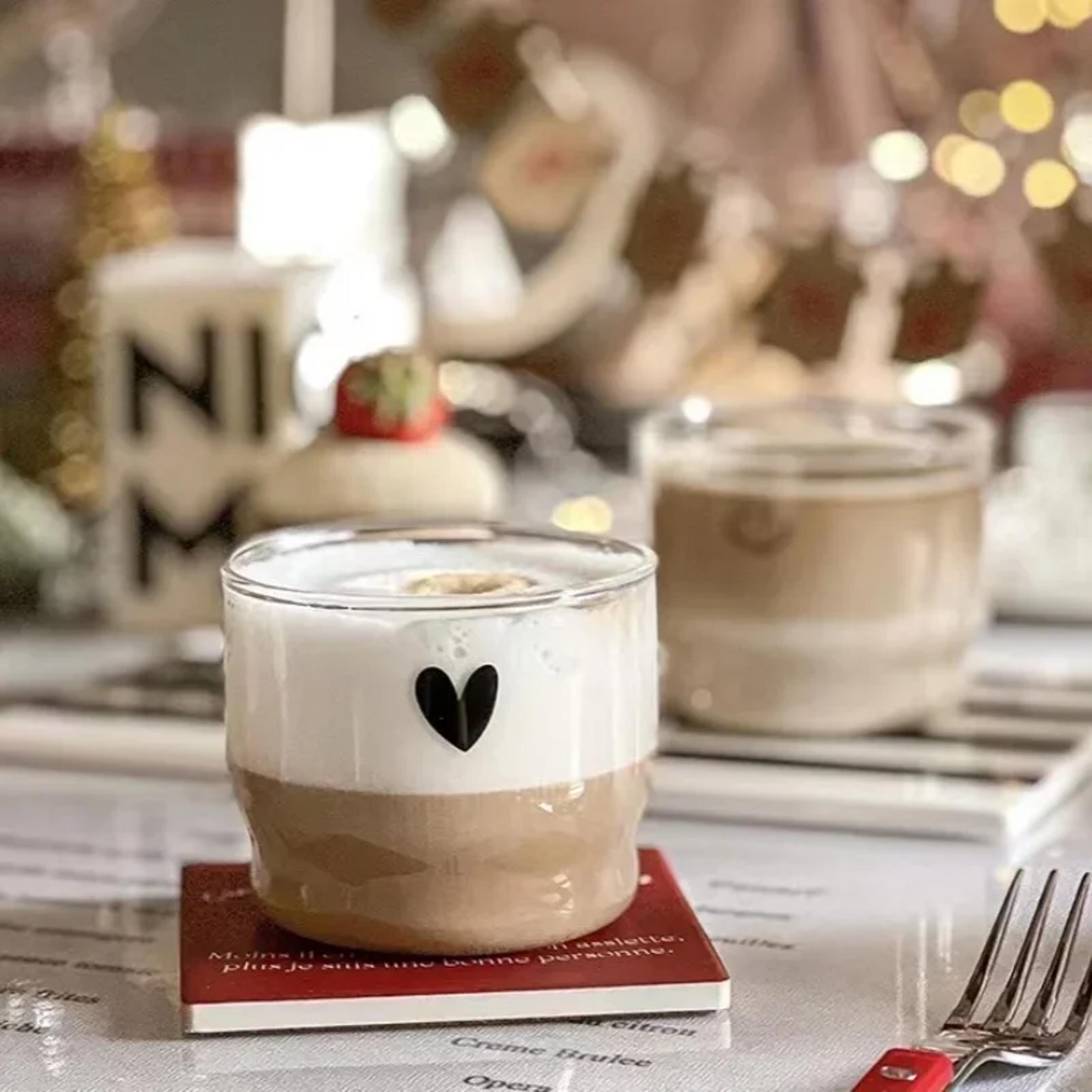 Happy Heart Glass Mug Transparent Heat Resistant Tea Coffee  Milk Cups 1