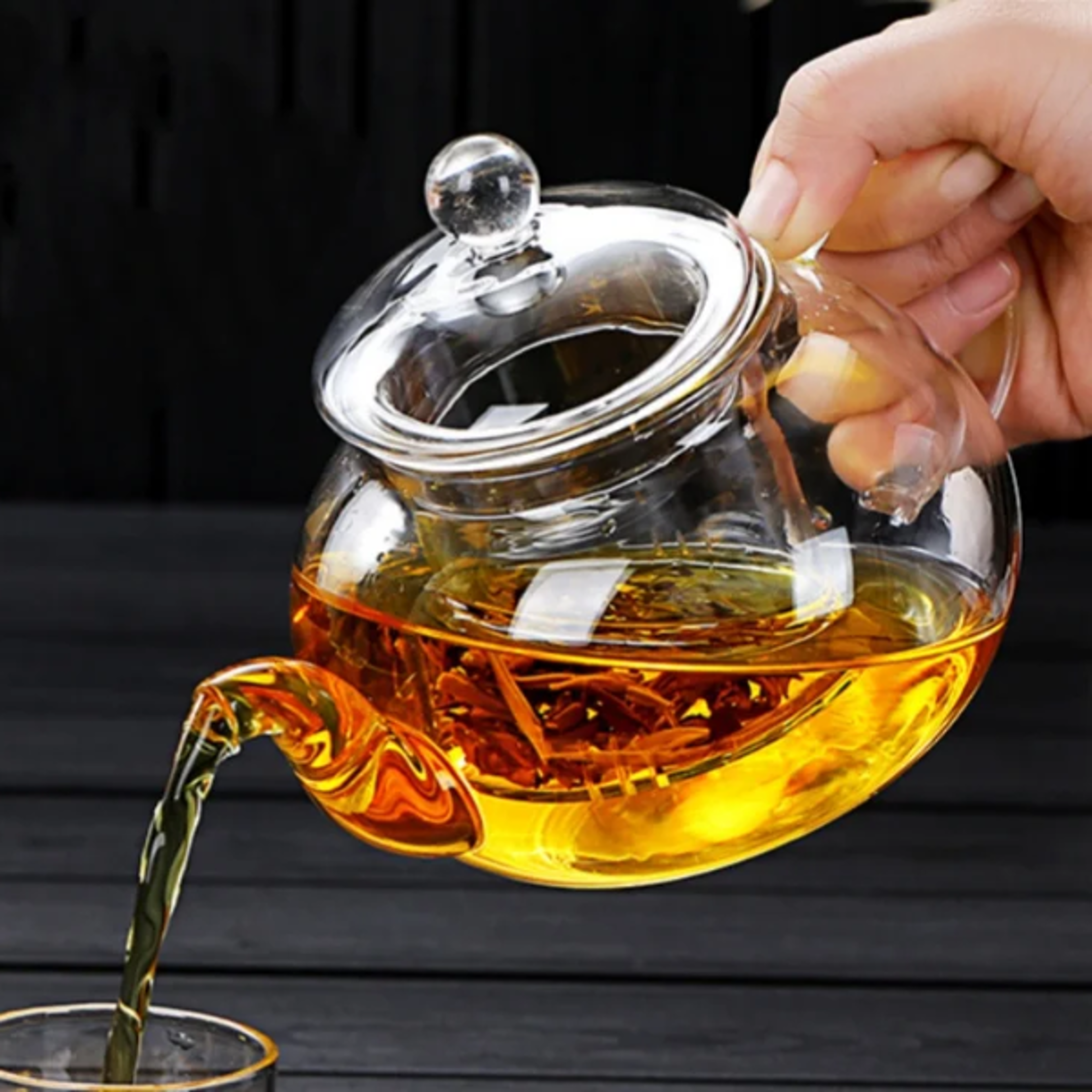 Glass Teapot with Tea Strainer Heat Resistant Glass Kettle Large Capacity Water Container Chinese Tr
