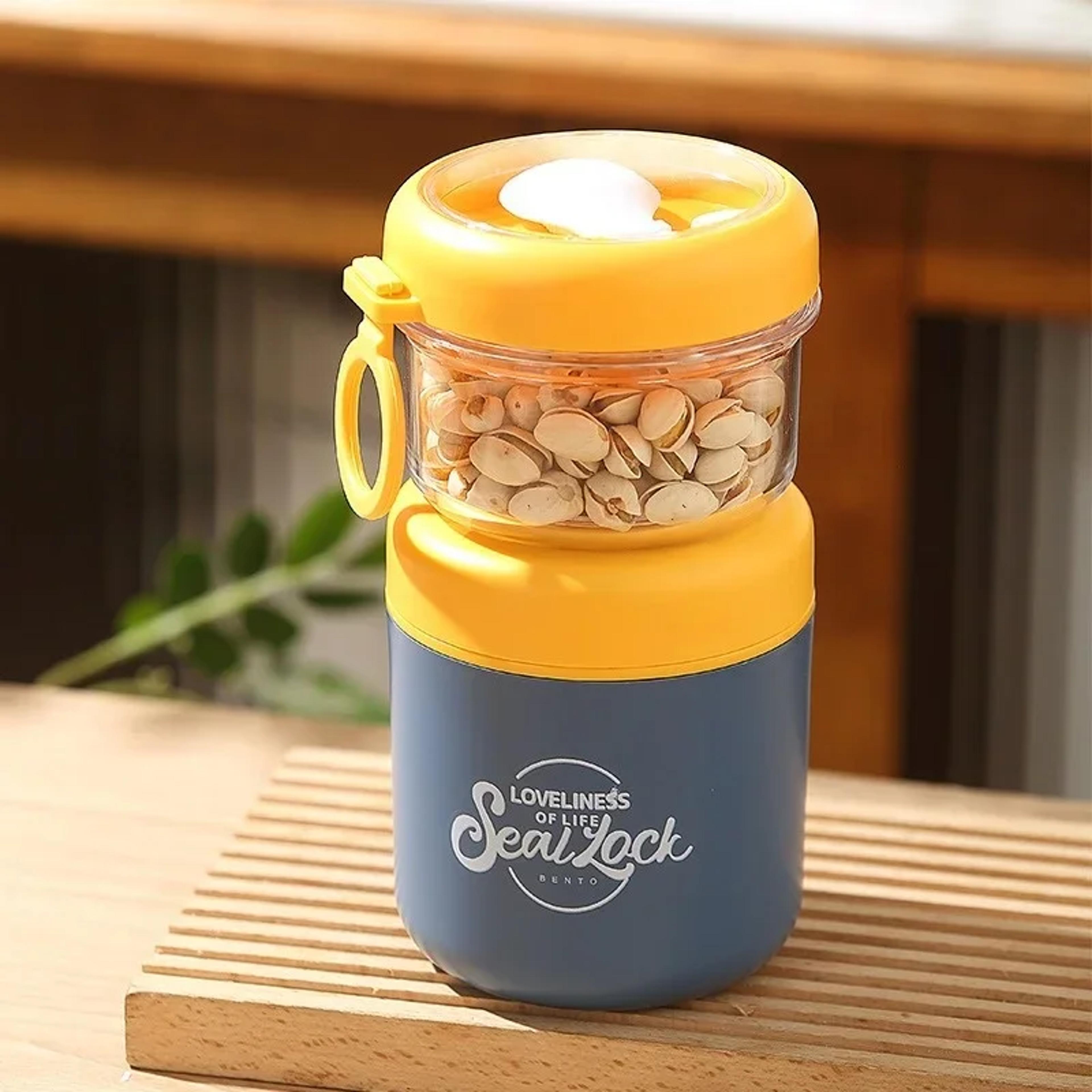 Stainless Steel Double Layer Salad Cup Oatmeal Soup Bowl With Spoon Portable Lunch Box For Students 0
