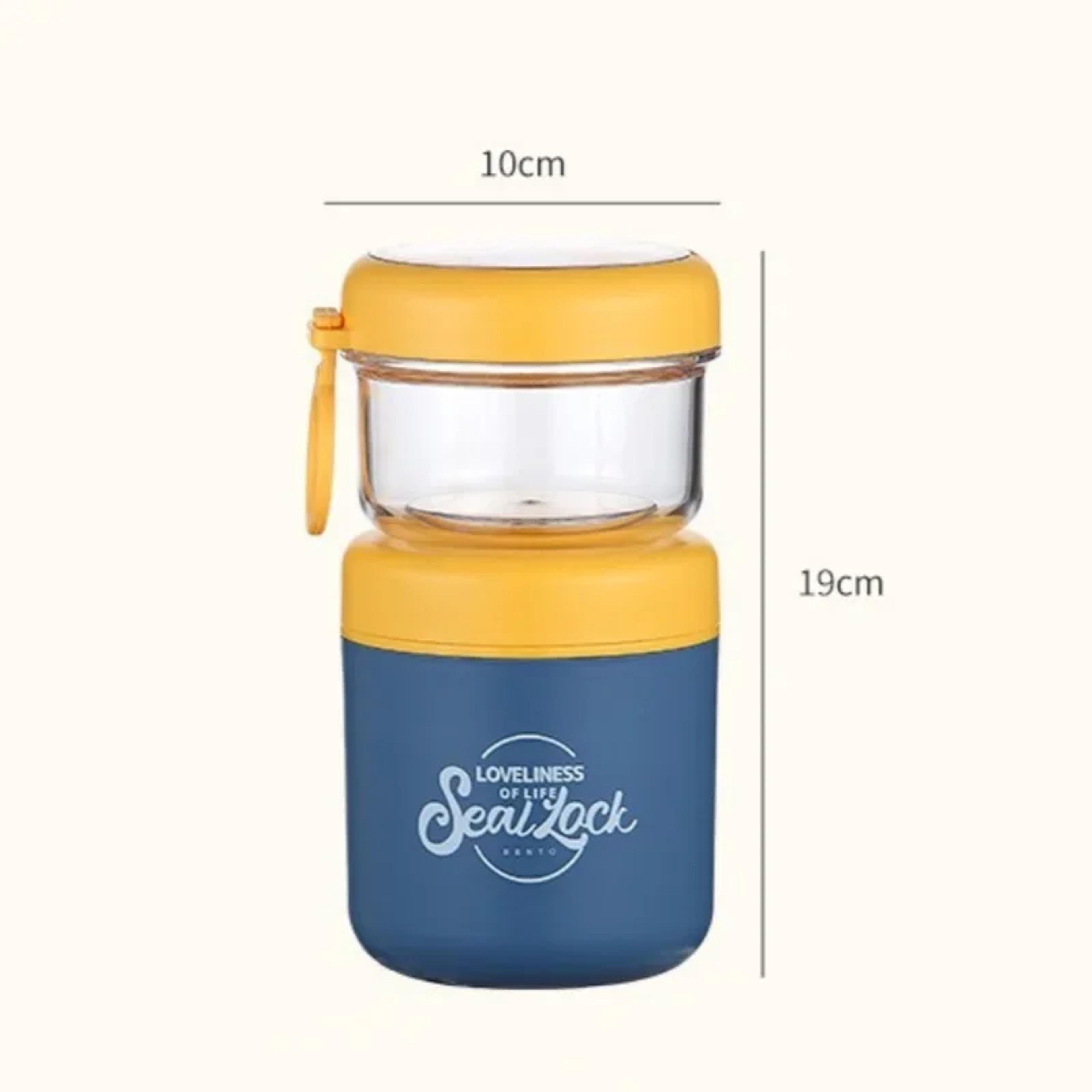 Stainless Steel Double Layer Salad Cup Oatmeal Soup Bowl With Spoon Portable Lunch Box For Students 3