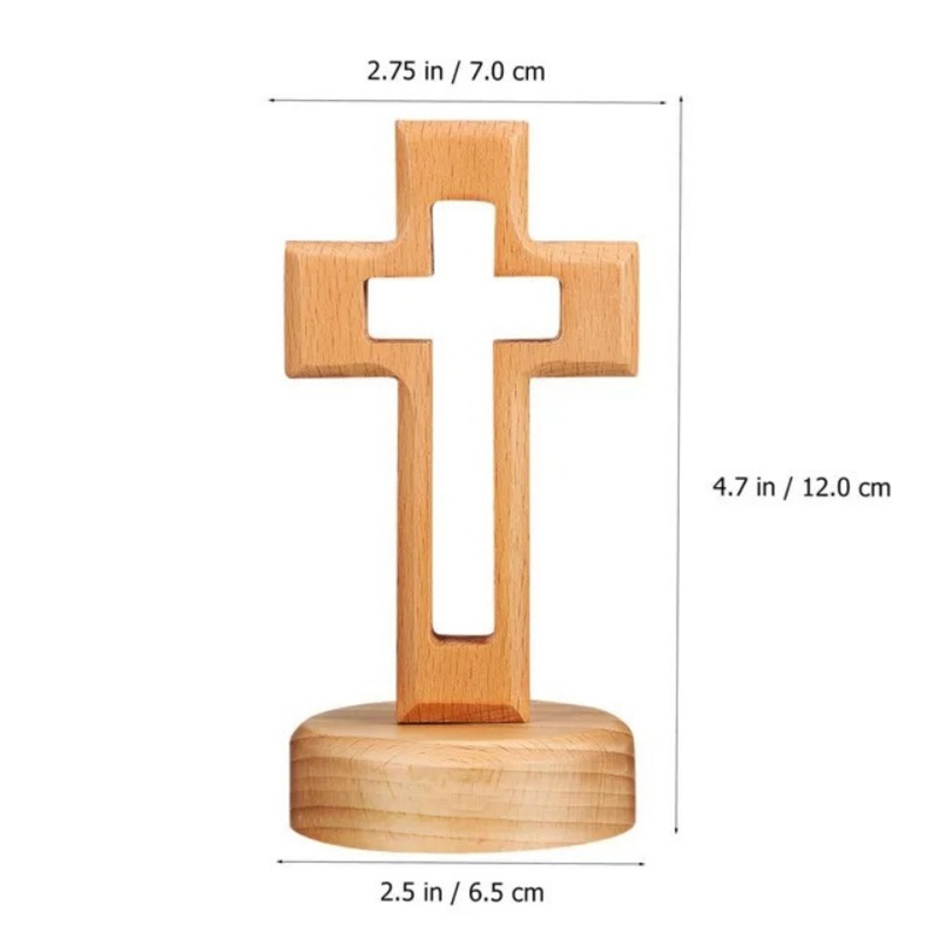 Holy Cross Wood Crucifix Statue Jesus Wall Wooden Religious Christian Table Ornament Gifts 2