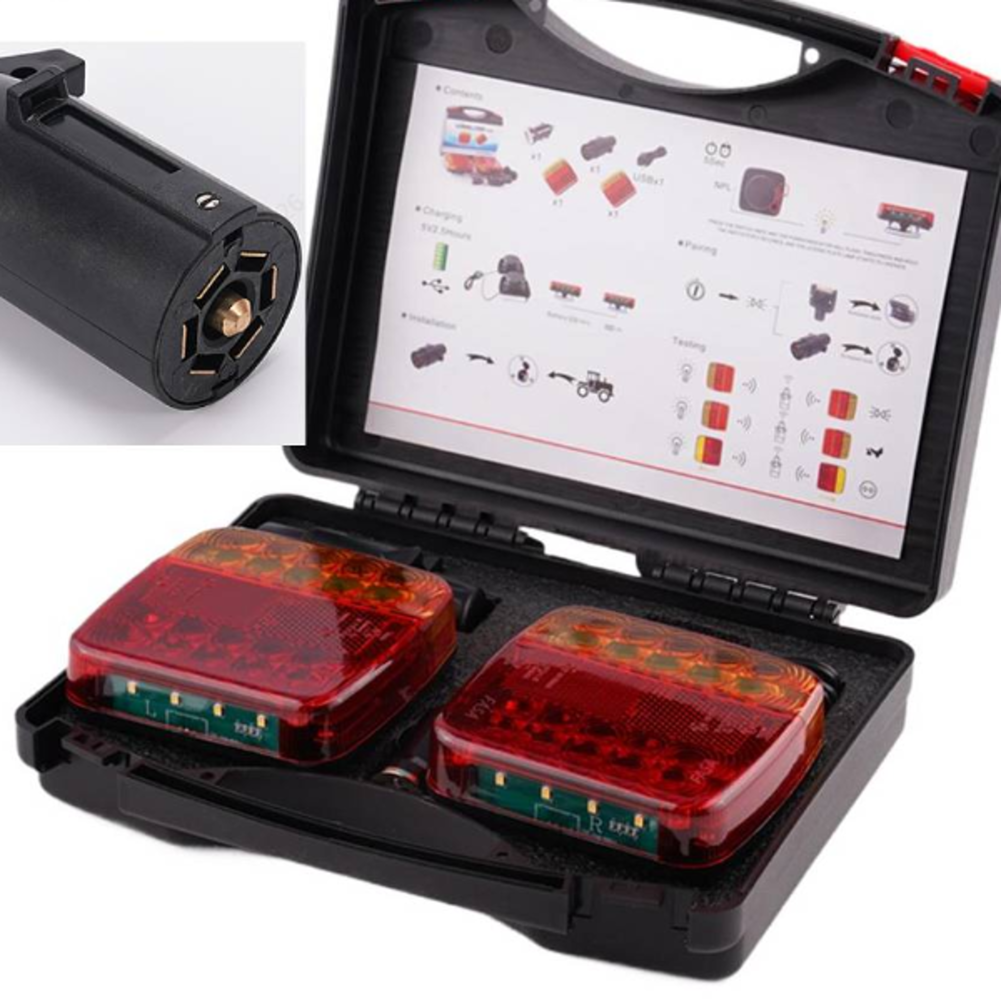 Wireless Magnetic Trailer Tail Light Waterproof Rechargeable Rear Taillight Signal Warning Brake La