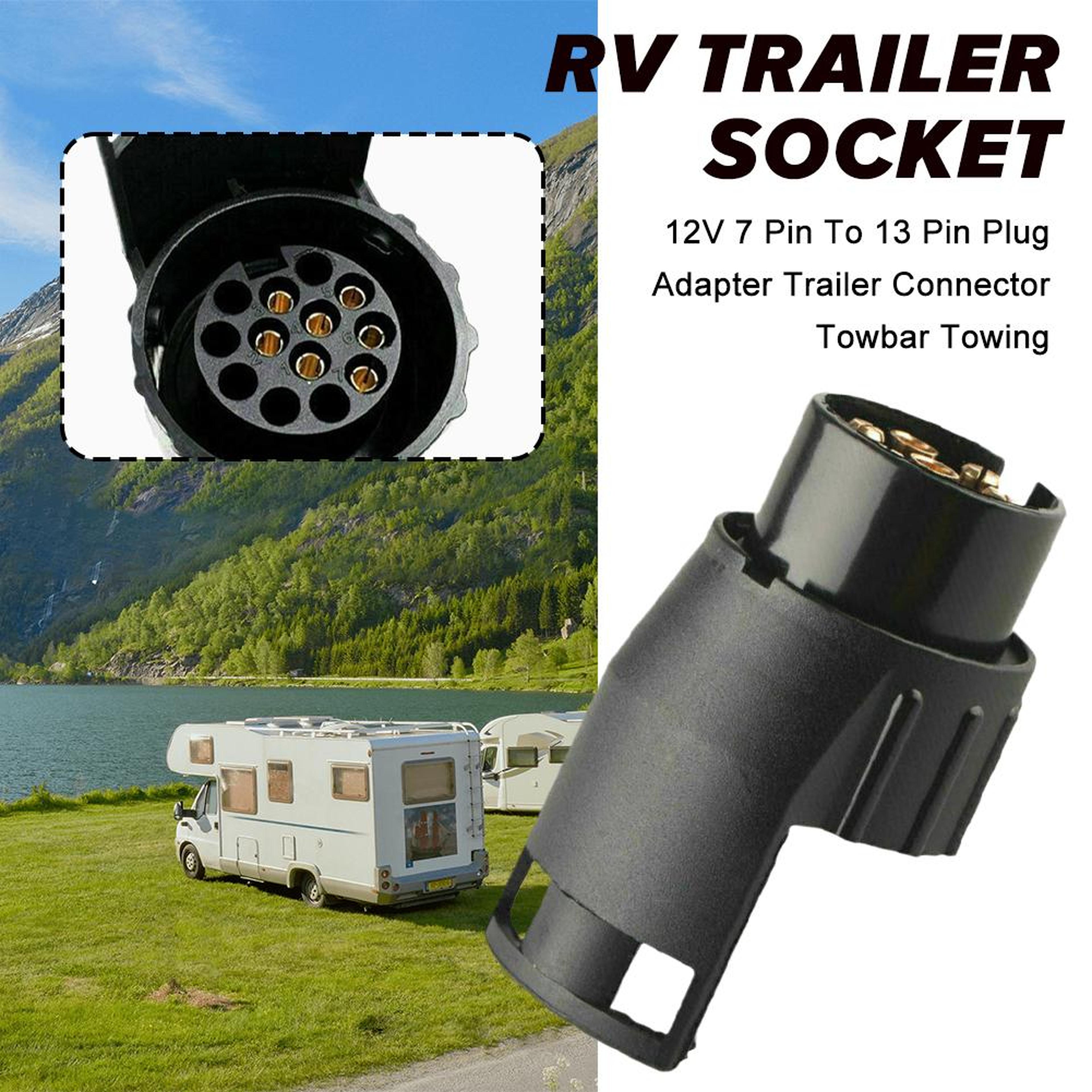 Pin Trailer Adapter Socket  Waterproof Towing Plug Converter For Car And Truck 3