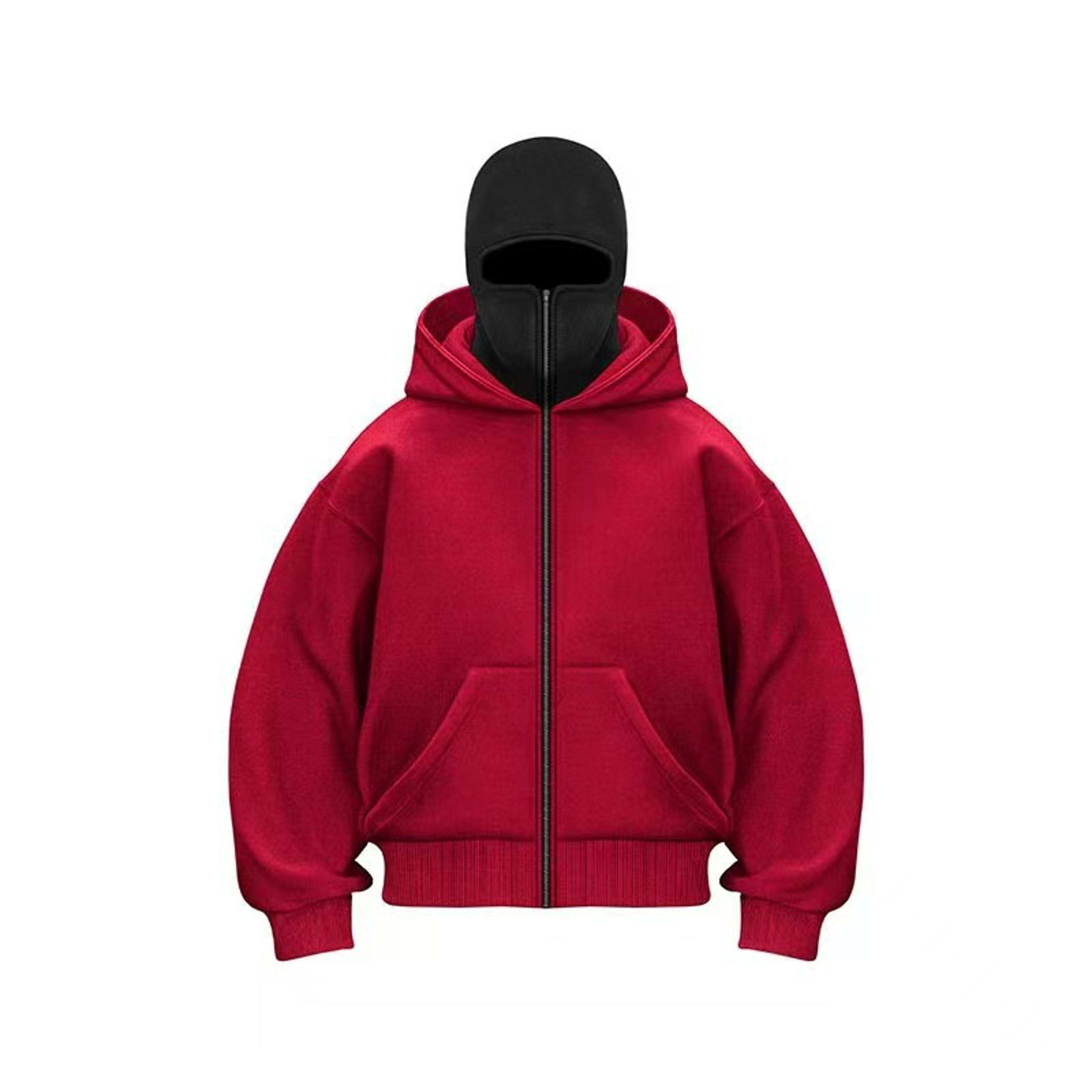 Men Balaclava Hoodie Double Hooded Sweatshirt With Zipper Mask For Gothic Y2K Streetwear 6
