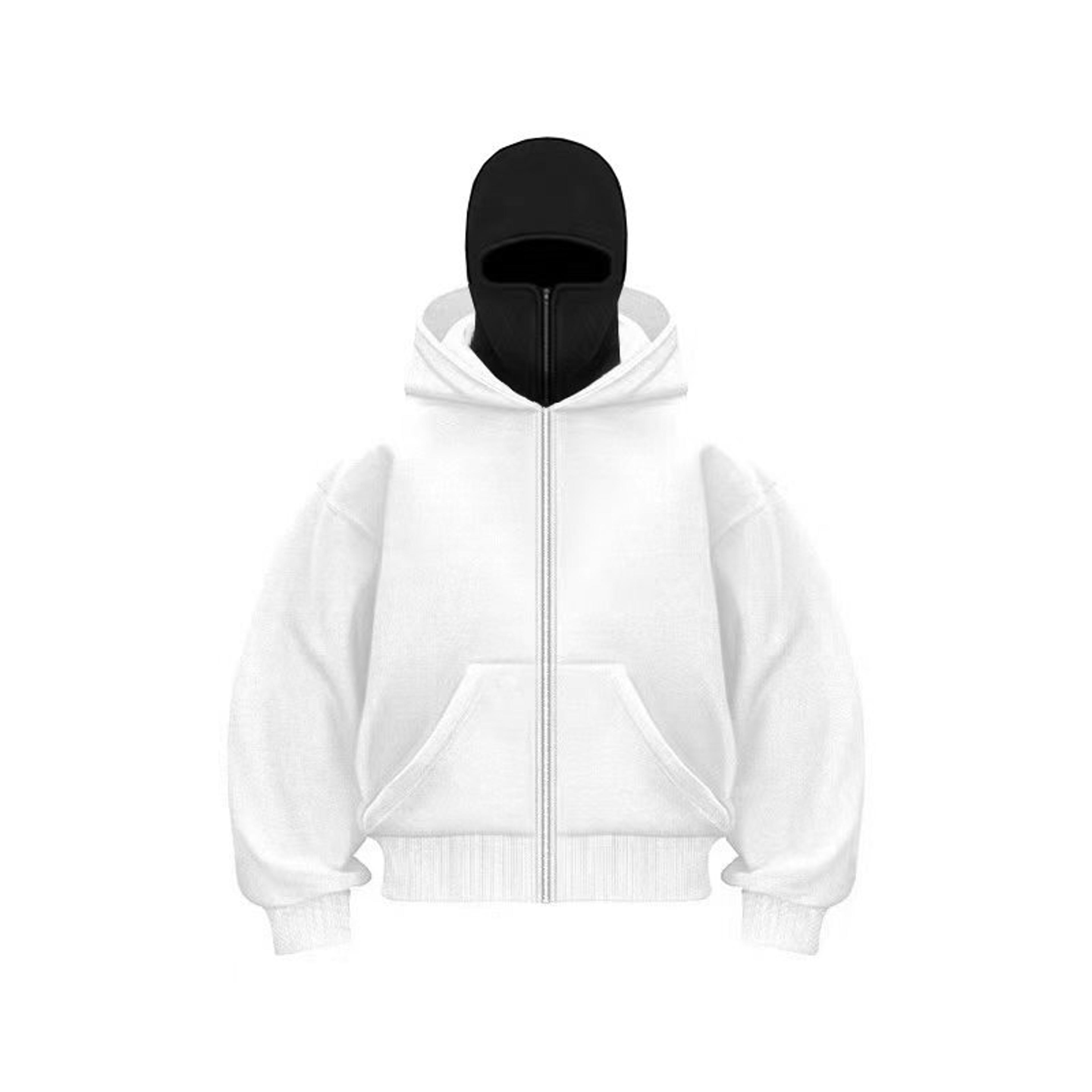 Men Balaclava Hoodie Double Hooded Sweatshirt With Zipper Mask For Gothic Y2K Streetwear 12