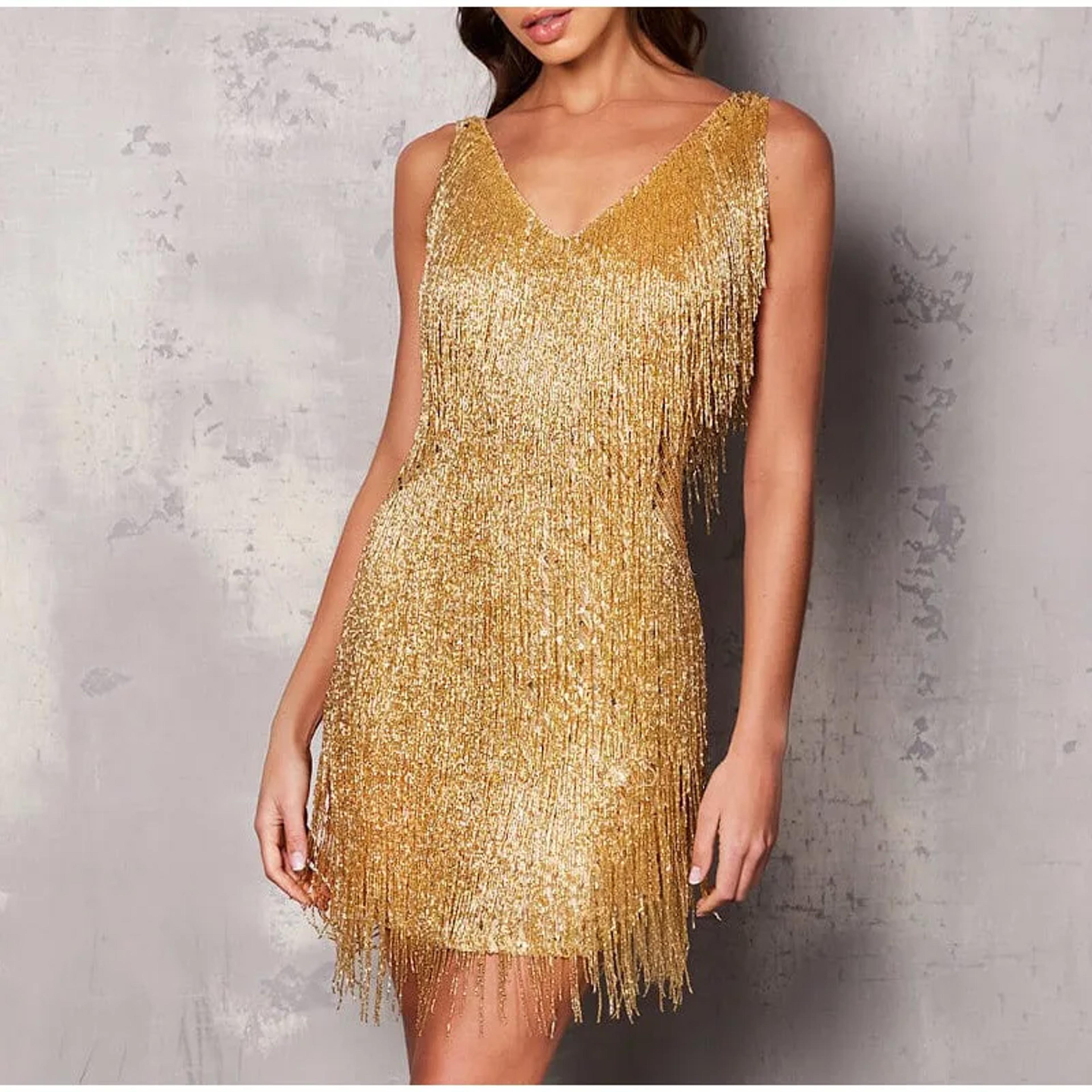Sequin Feather Tassel Mini Dress For Women Elegant Party Club Wear 3