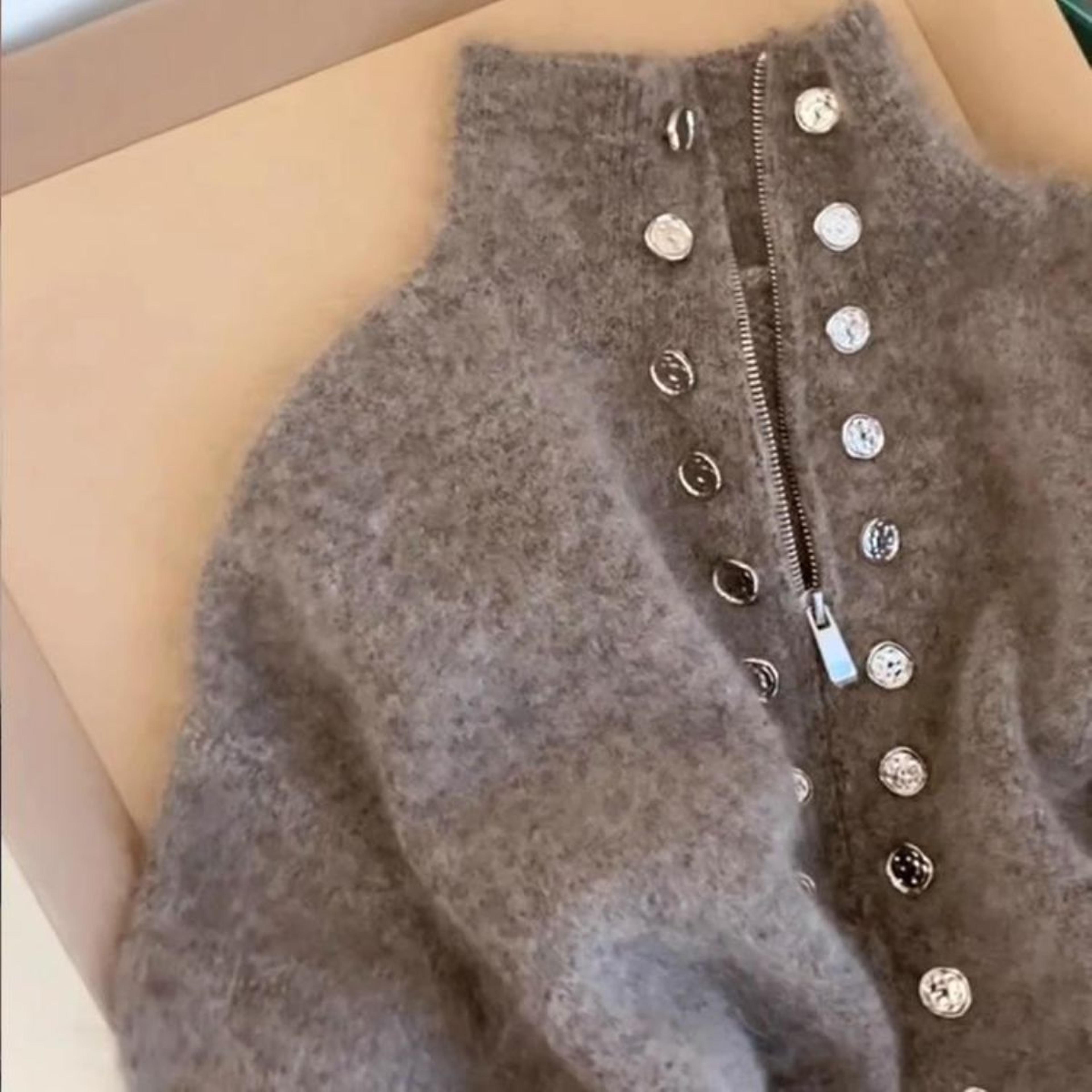 Thickened Stand Collar Knitted Sweater Coat  Cozy AutumnWinter Outerwear For Women  Casual  Elegant 1