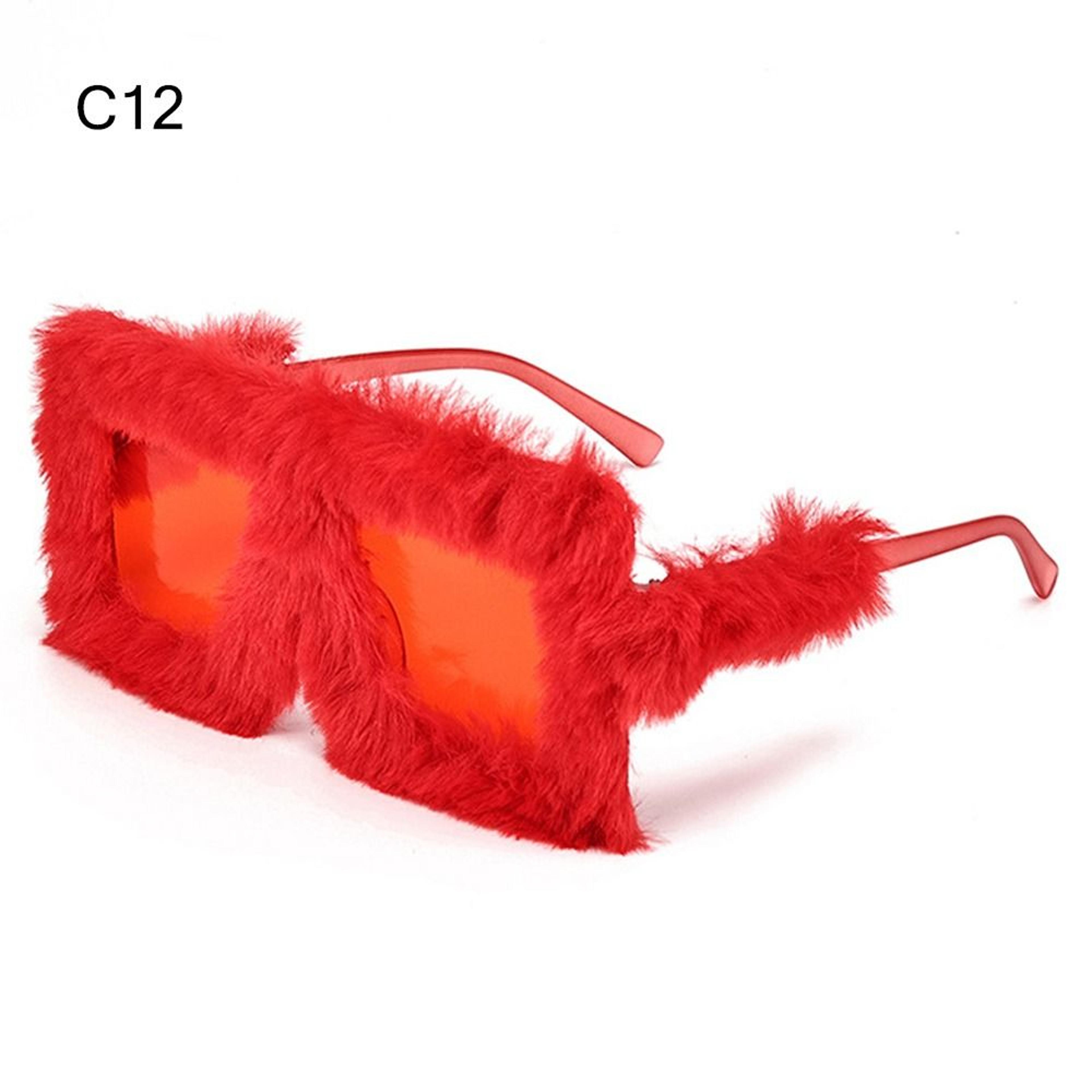 Oversized Plush Sunglasses  Trendy Y2K Winter Shades For Women Perfect For Cosplay Parties  Holiday 3