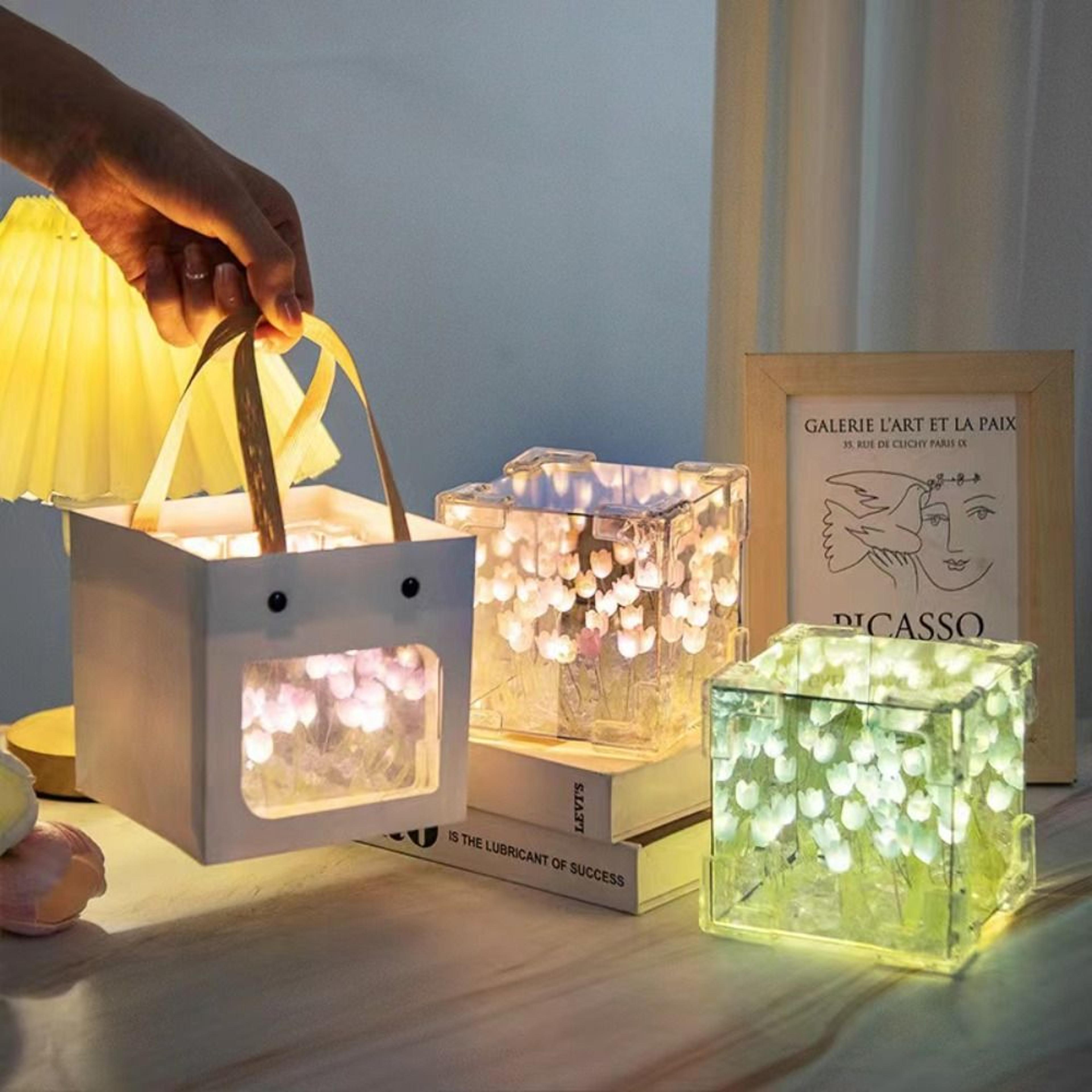 Creative DIY Tulip Night Light  LED Decorative Table Lamp And Mirror For Birthday Gifts Girls And H 1