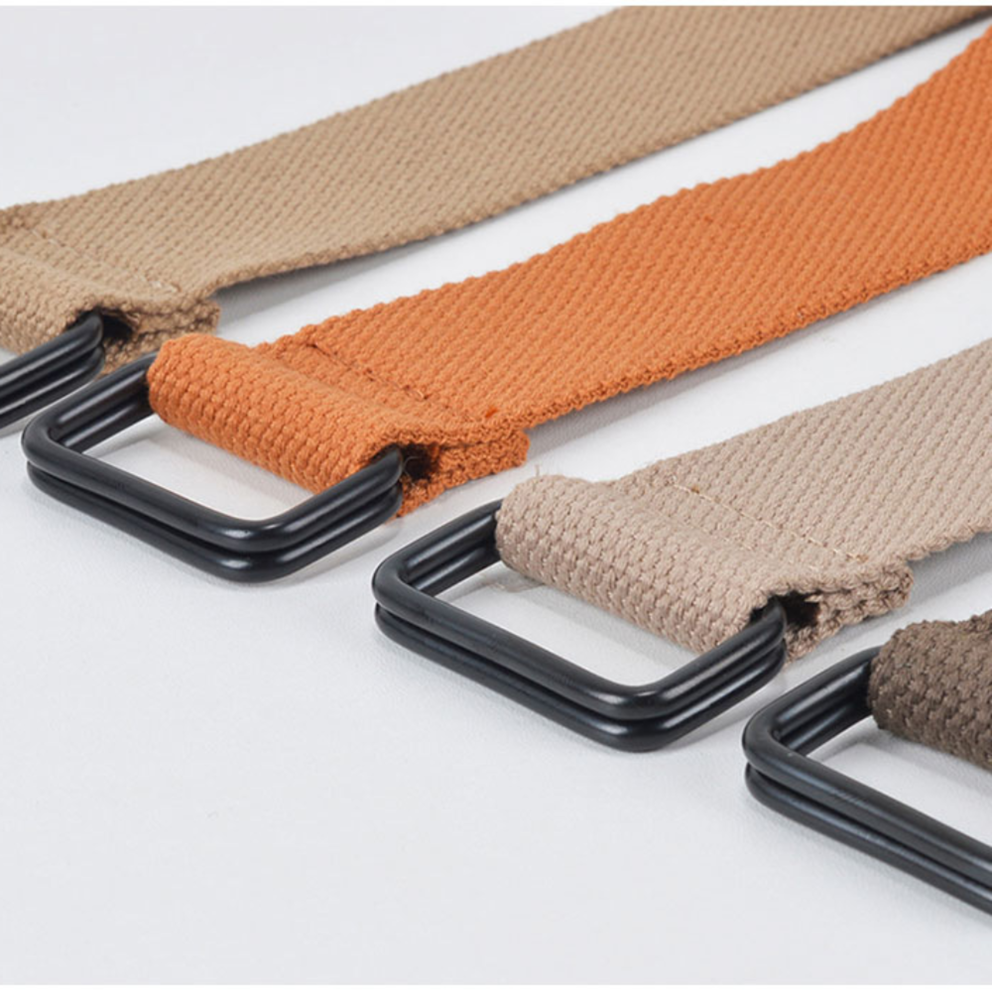 Double Ring Buckle Canvas Belt For Men  Casual Cotton Fabric Free Punch Design 3