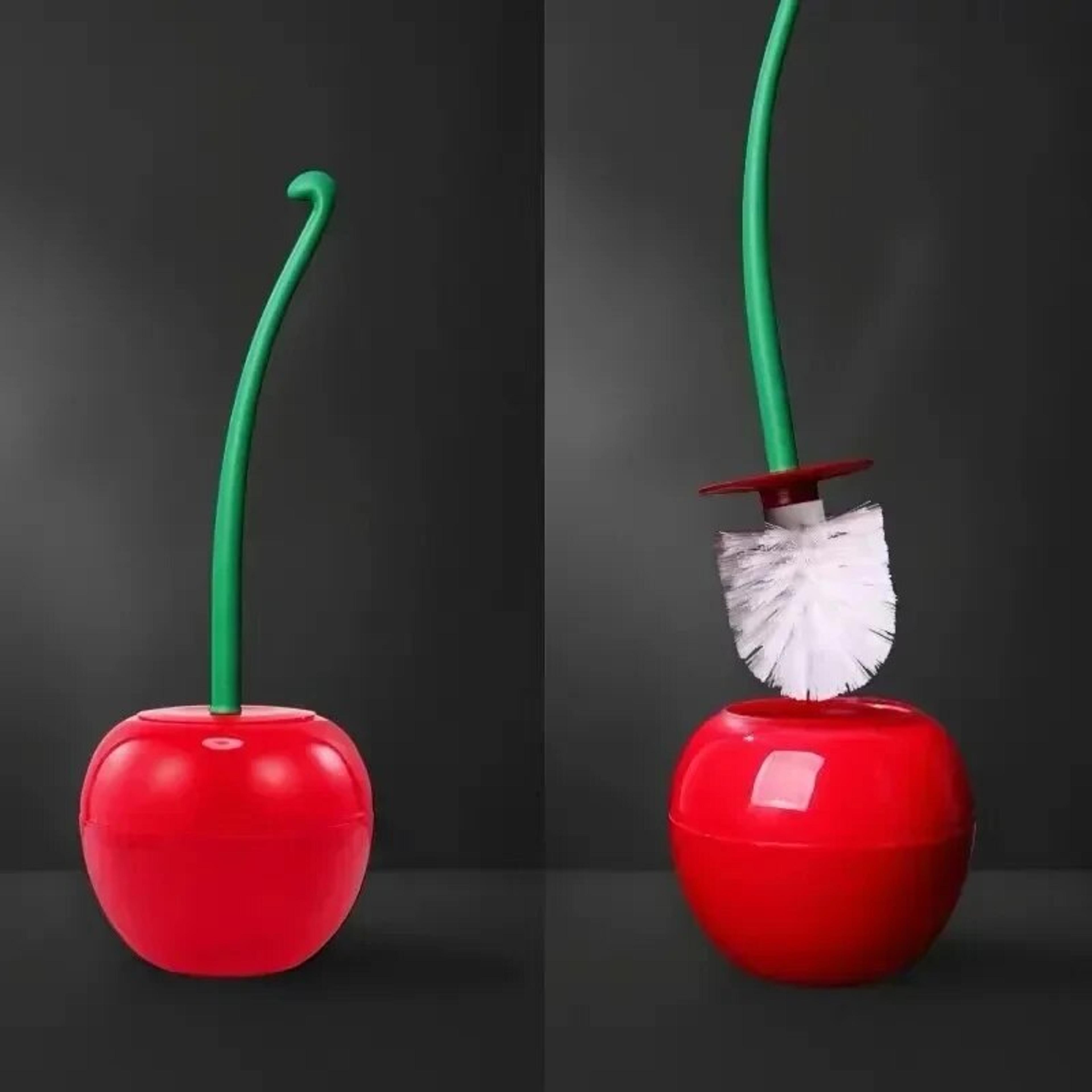 Red Cherry Toilet Brush Set  Creative Bathroom Accessory With Holder 4