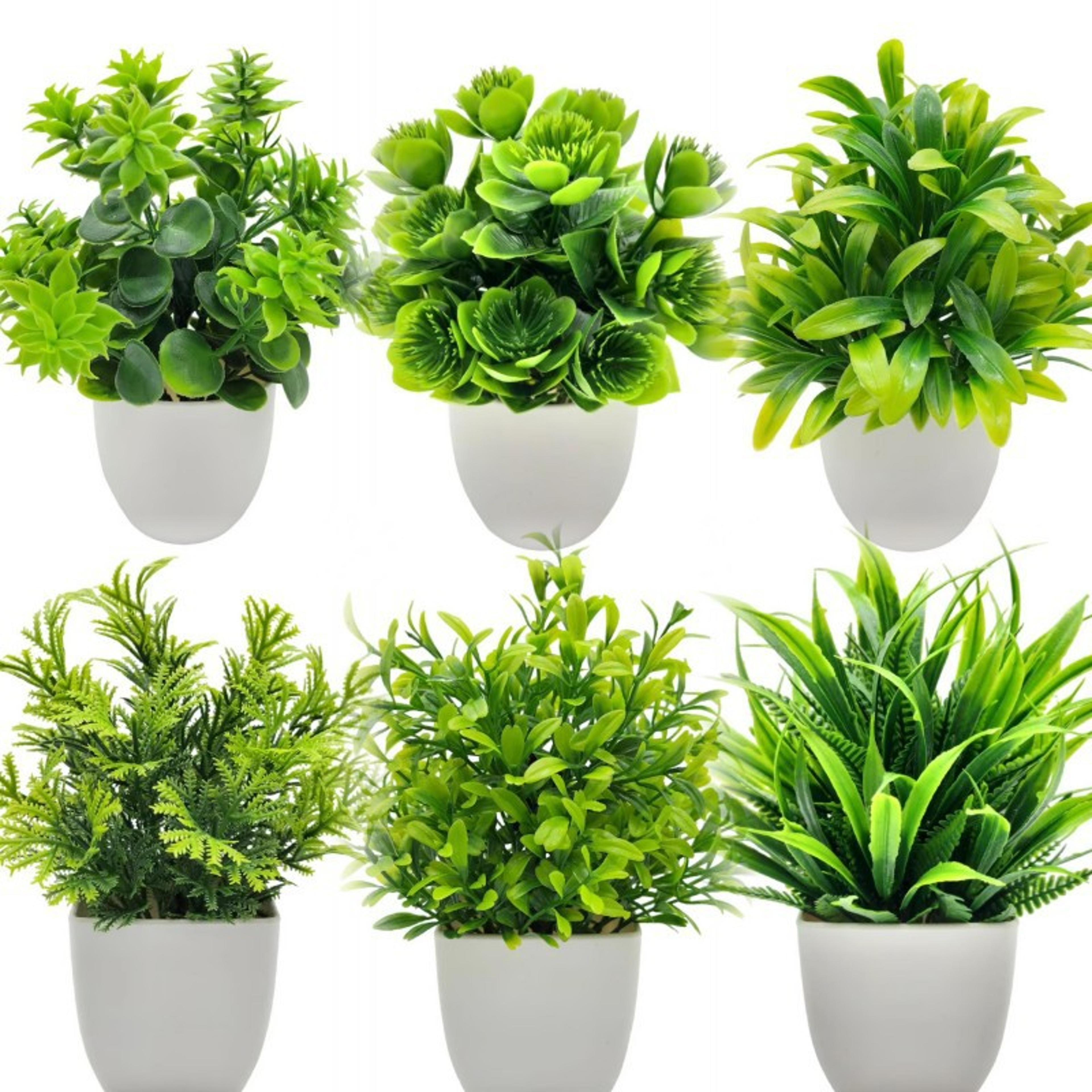 Artificial Greenery In Plastic Pots  Perfect Home And Office Decor For Living Room Bedroom And Desk 0