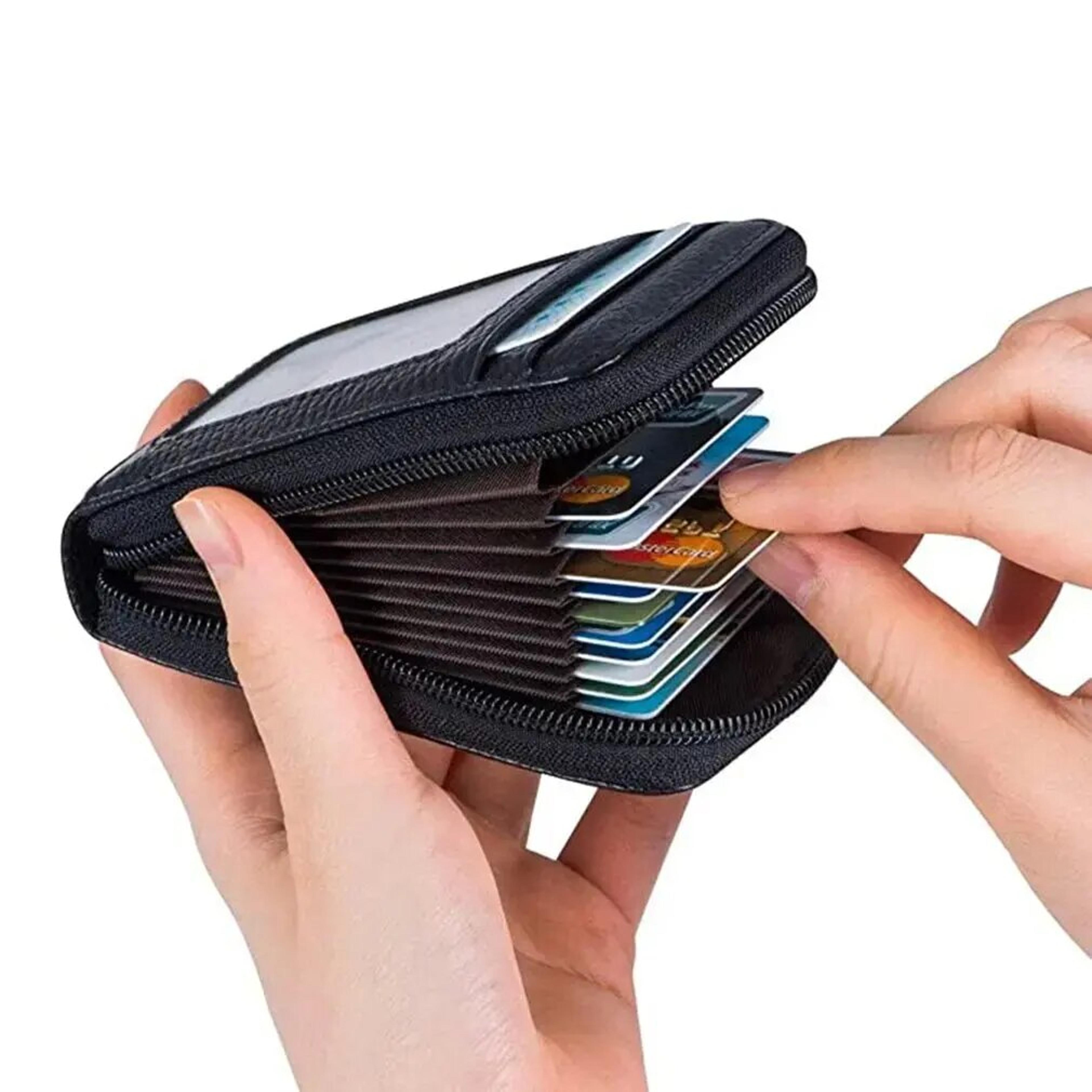 Portable Women Card Holder Bag  Compact Zippered Wallet For Bank  Business Cards 0