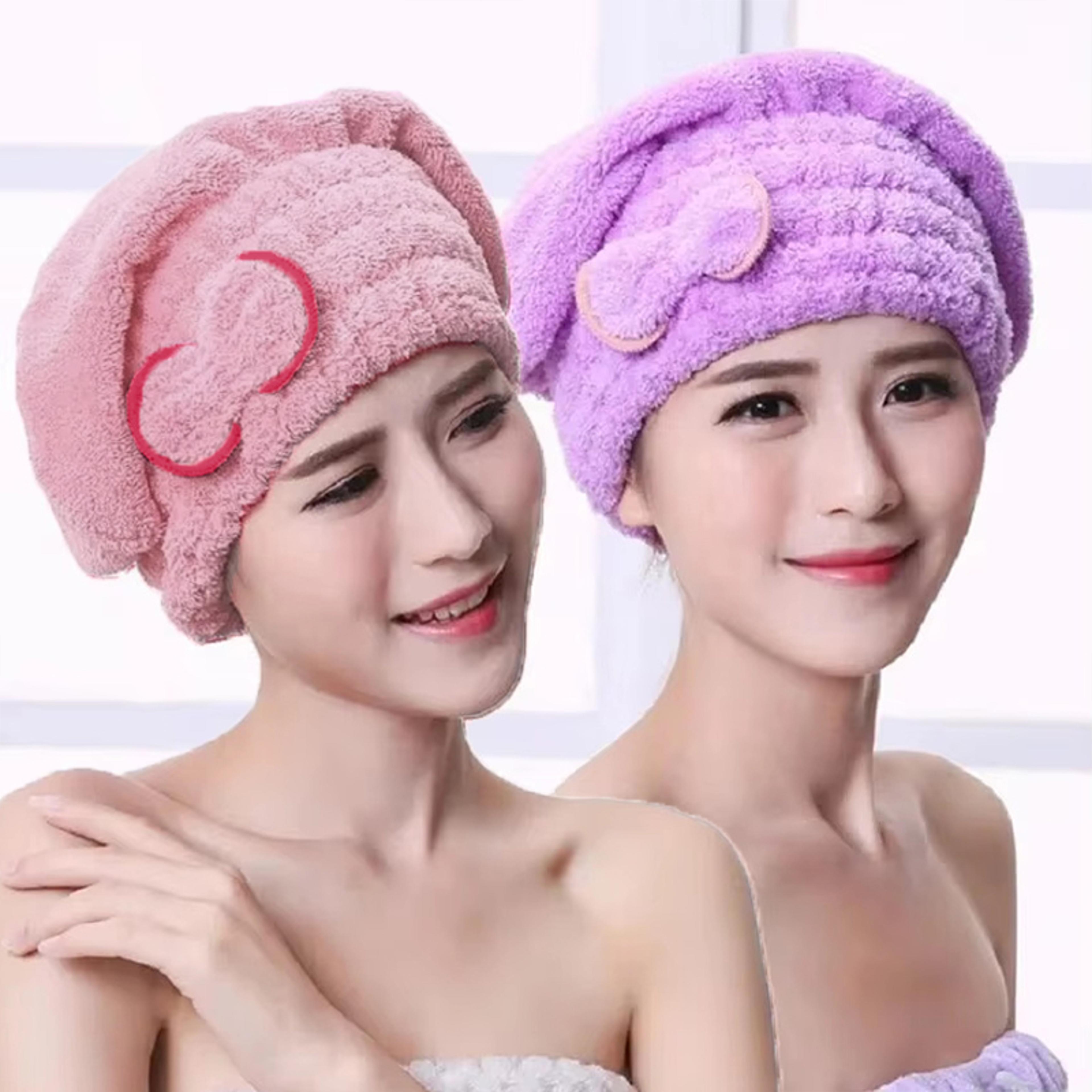 Microfibre Quick Hair Drying Bath Towel Cap With Bowknot  Soft  Breathable Shower Cap For Women 2