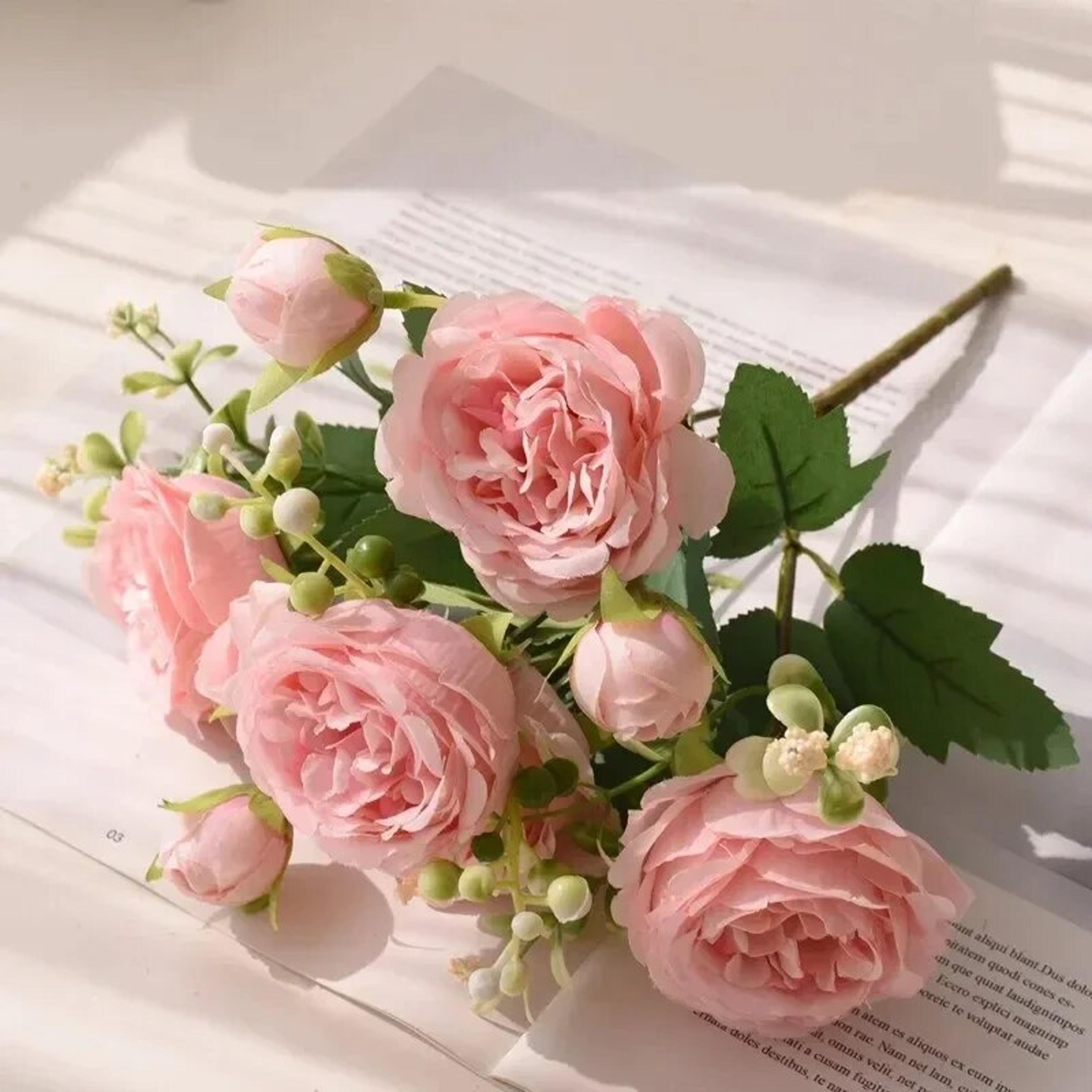 Rose Pink Silk Peony Bouquet  Artificial Flower For Wedding  Home Decor 2