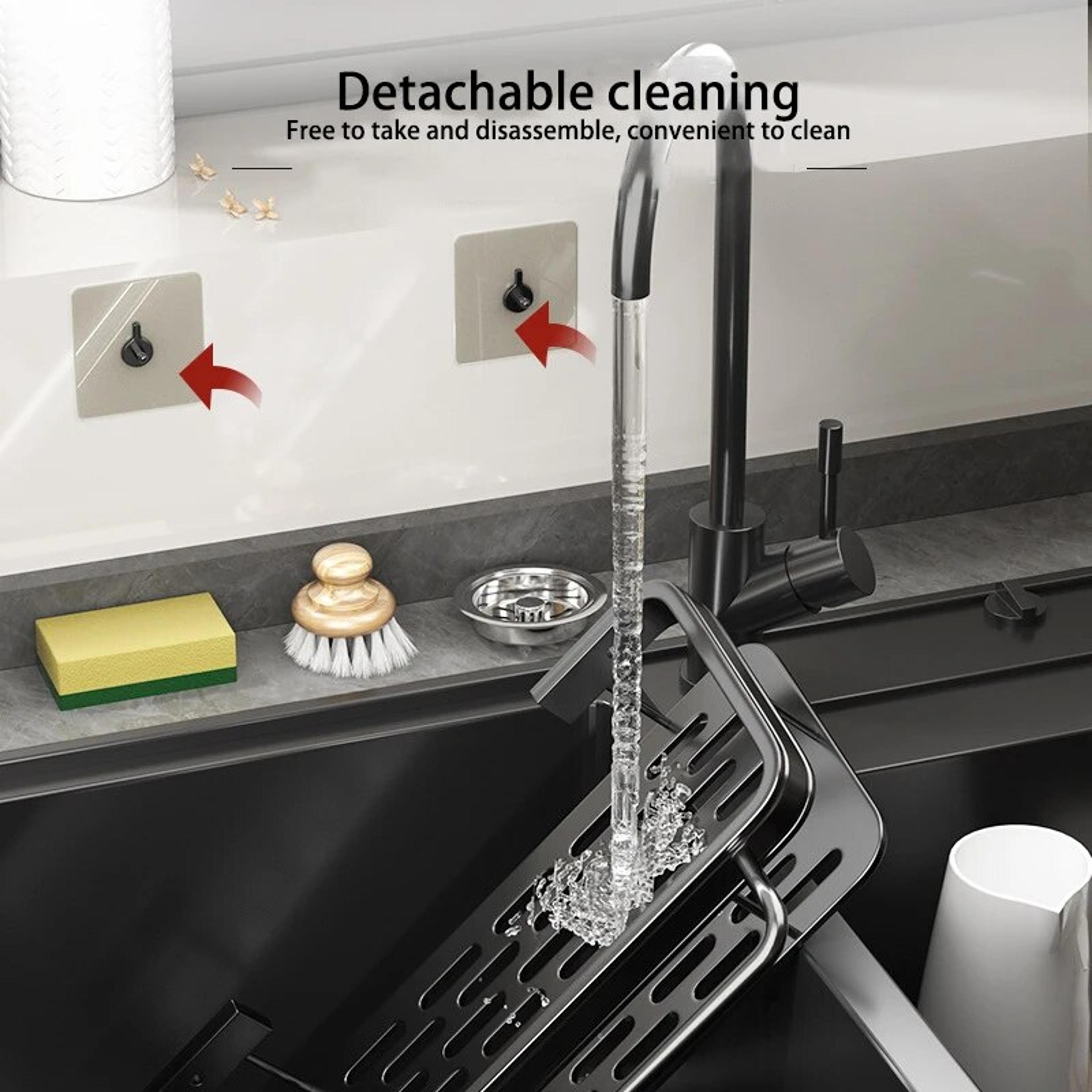 Kitchen Sink Drain Rack Organizer  Aluminum Soap Holder  Sponge Storage 2
