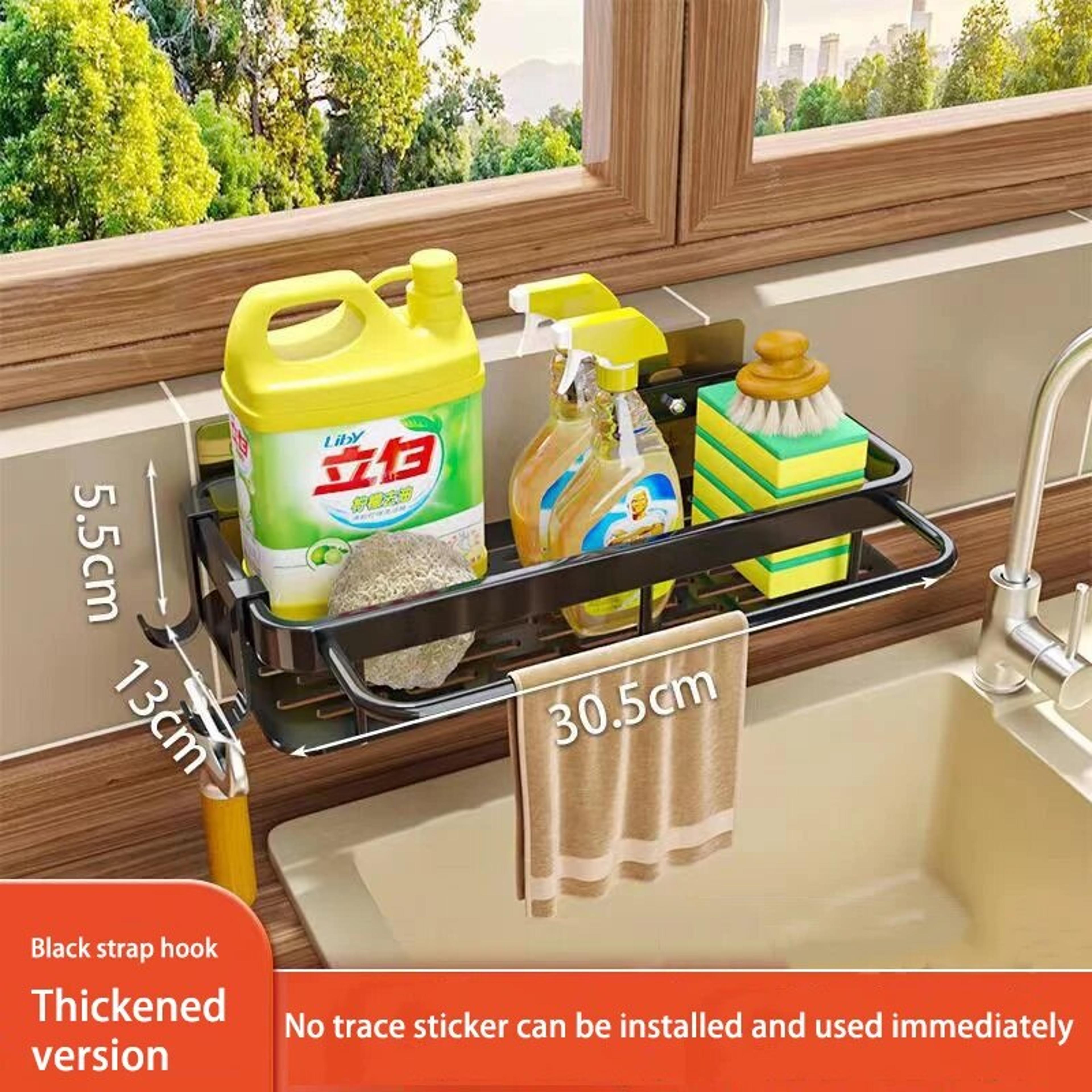 Kitchen Sink Drain Rack Organizer  Aluminum Soap Holder  Sponge Storage 3