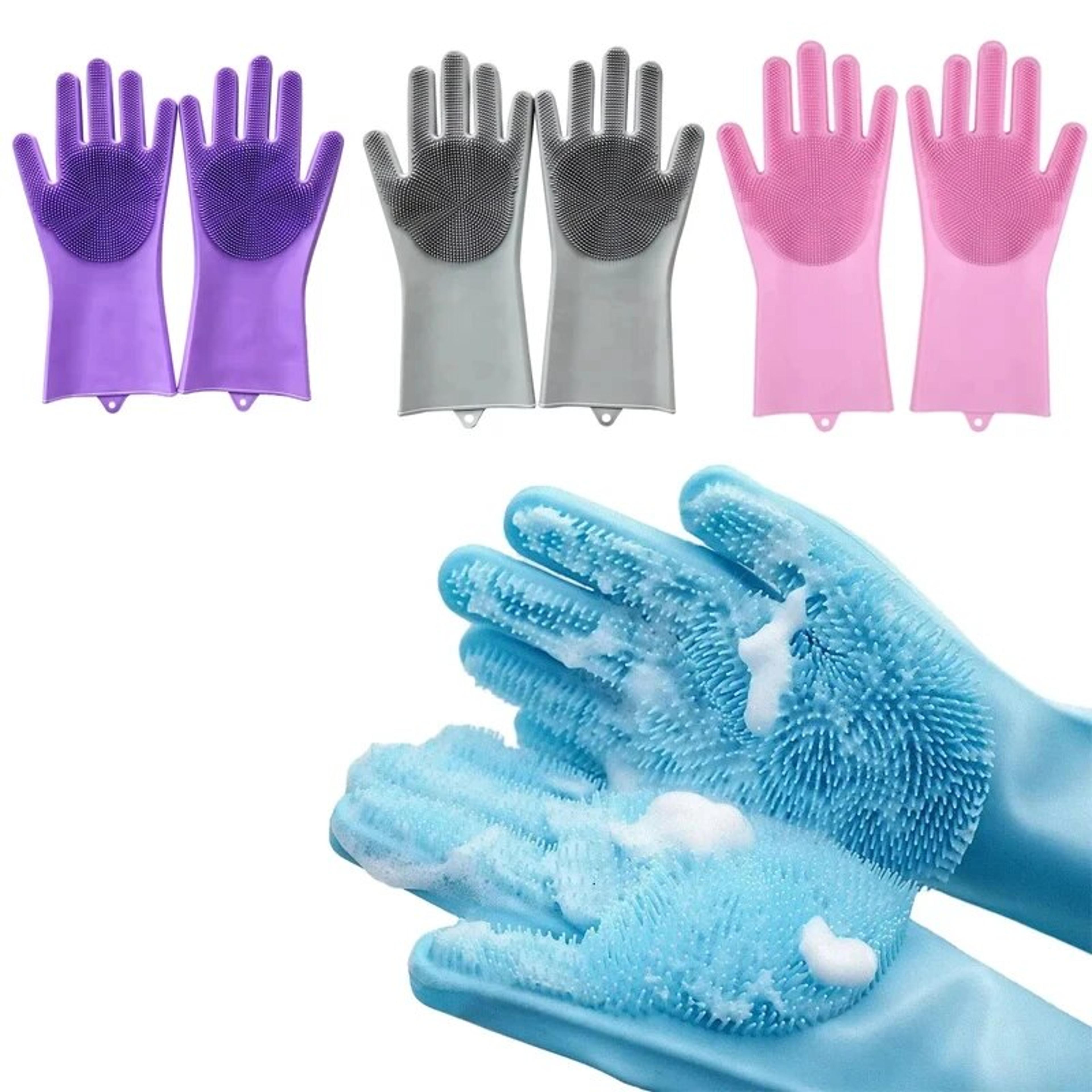 Magic Silicone Dishwashing Gloves  FoodGrade Rubber Scrubber For Kitchen Cleaning NonToxic  Heat Re 0