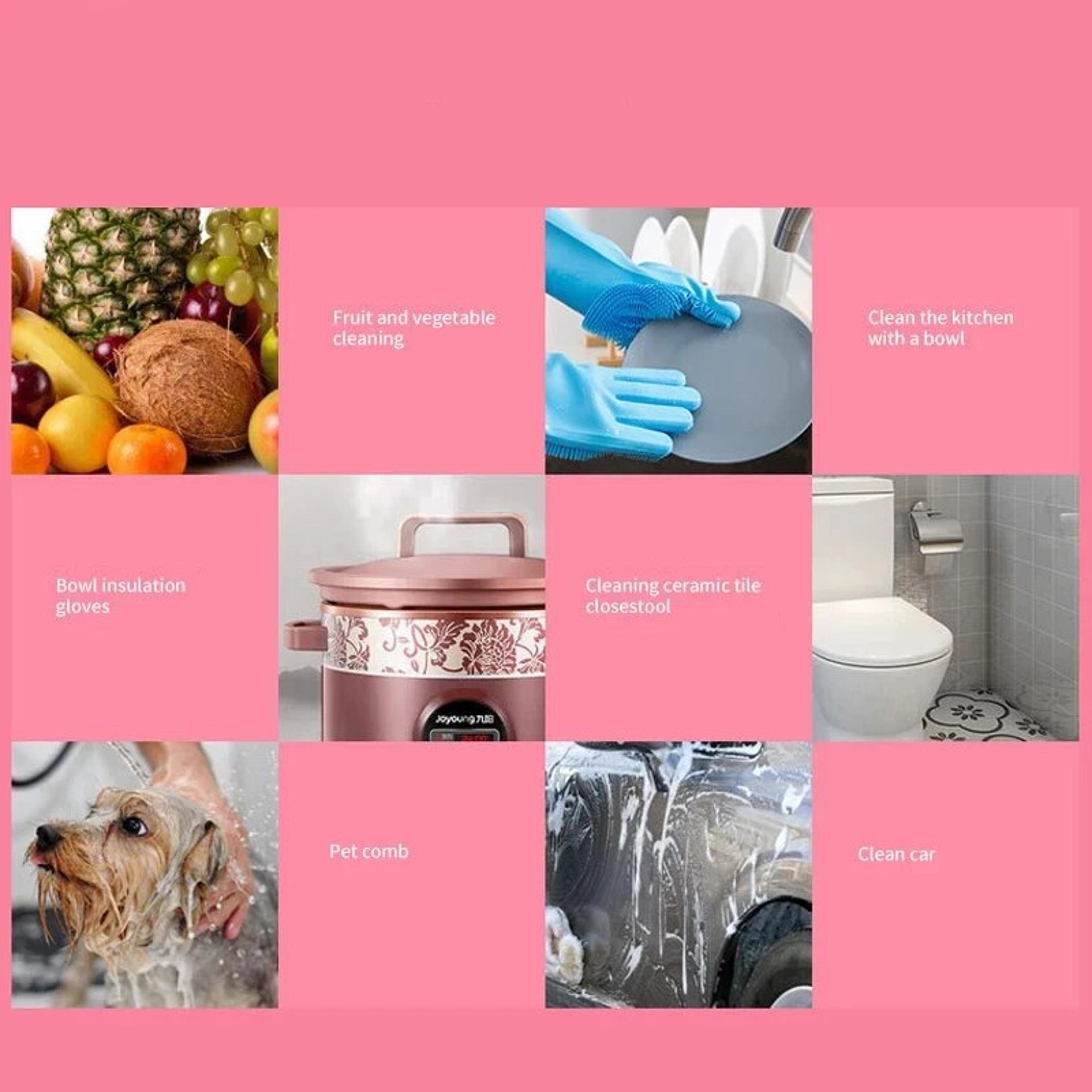 Magic Silicone Dishwashing Gloves  FoodGrade Rubber Scrubber For Kitchen Cleaning NonToxic  Heat Re 3