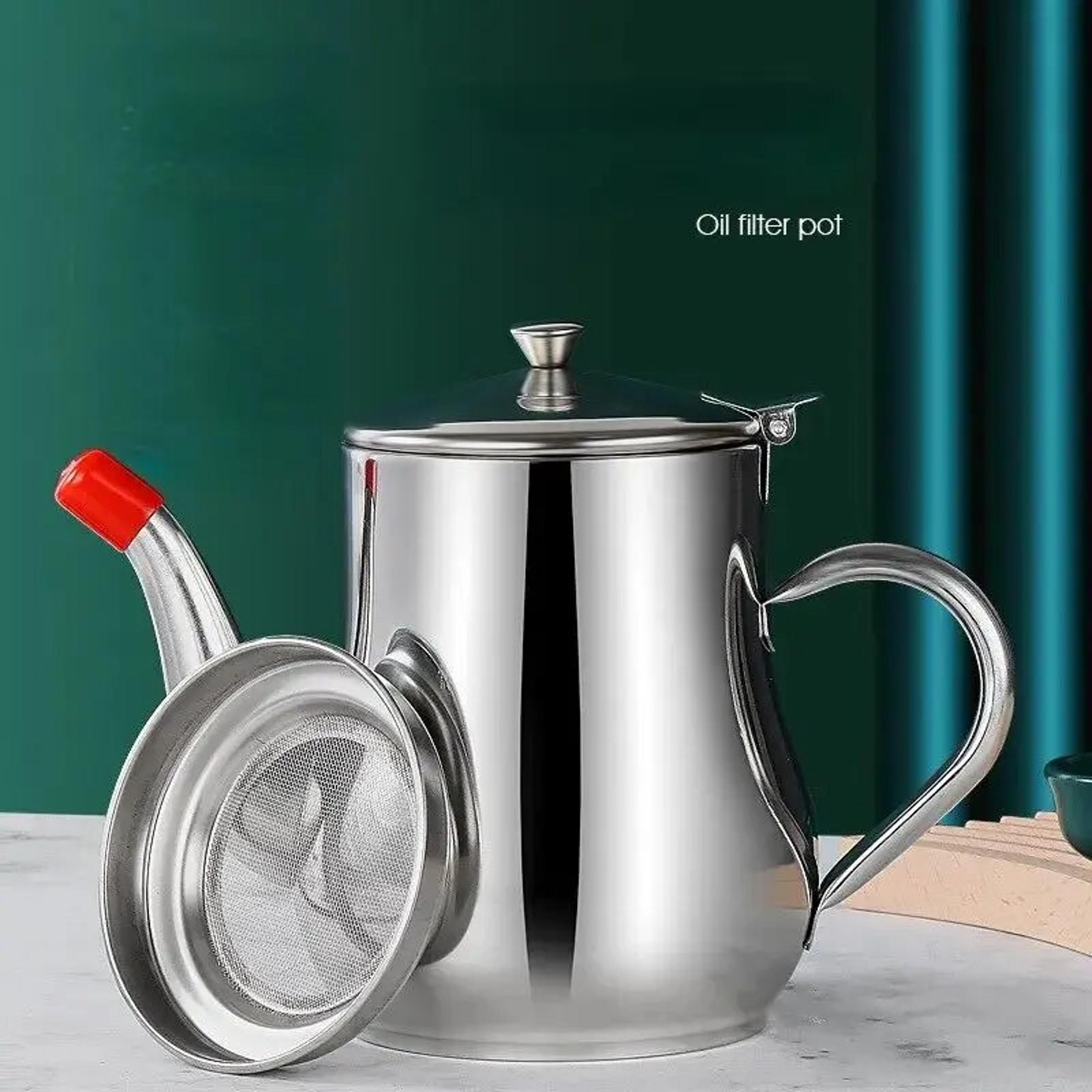 Stainless Steel Oil Pot With Builtin Filter For Oil Storage And Cooking  Premium Kitchen Gadget 1