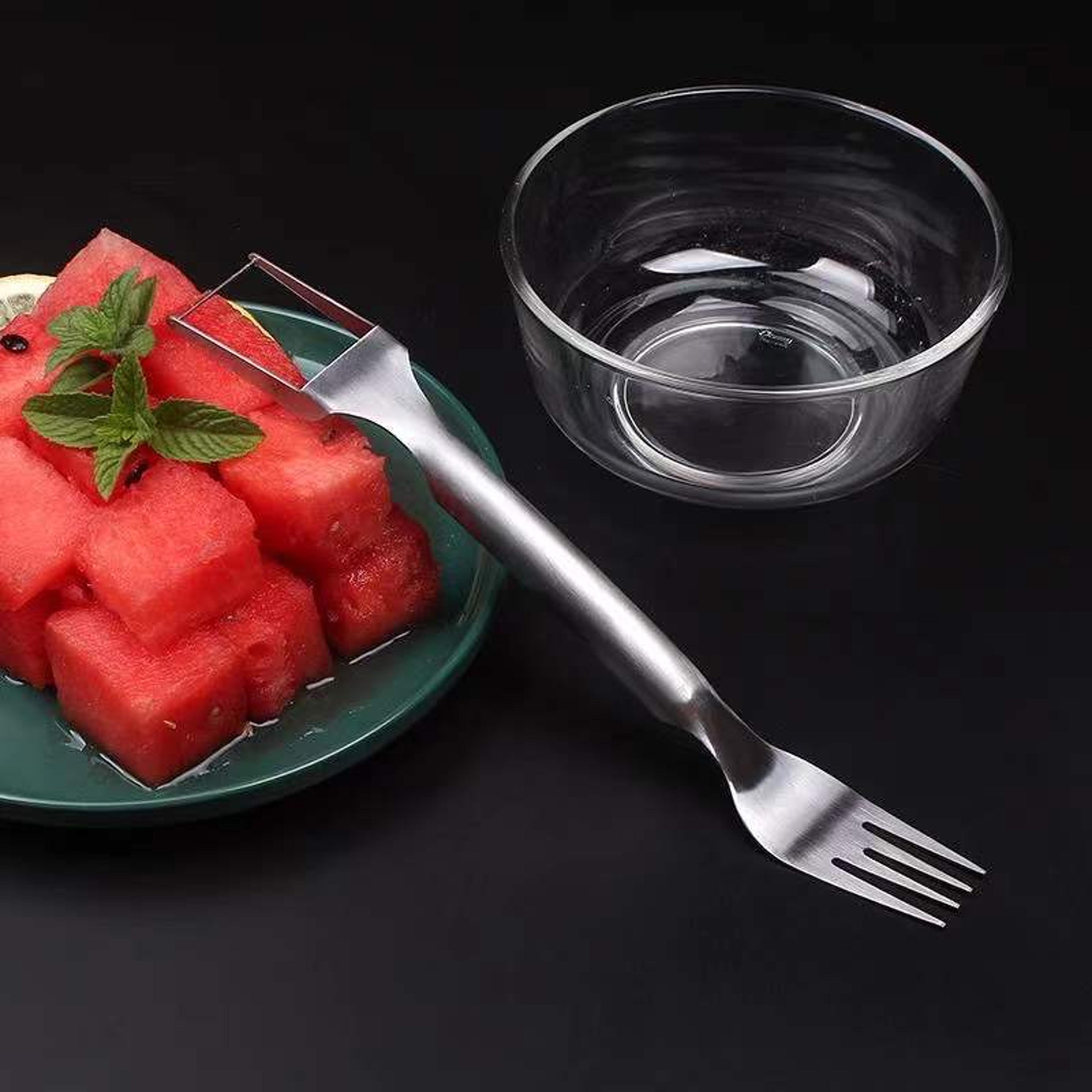 Multipurpose Watermelon Fork Slicer  Stainless Steel Cutter  Fruit Fork For Effortless Cutting 0