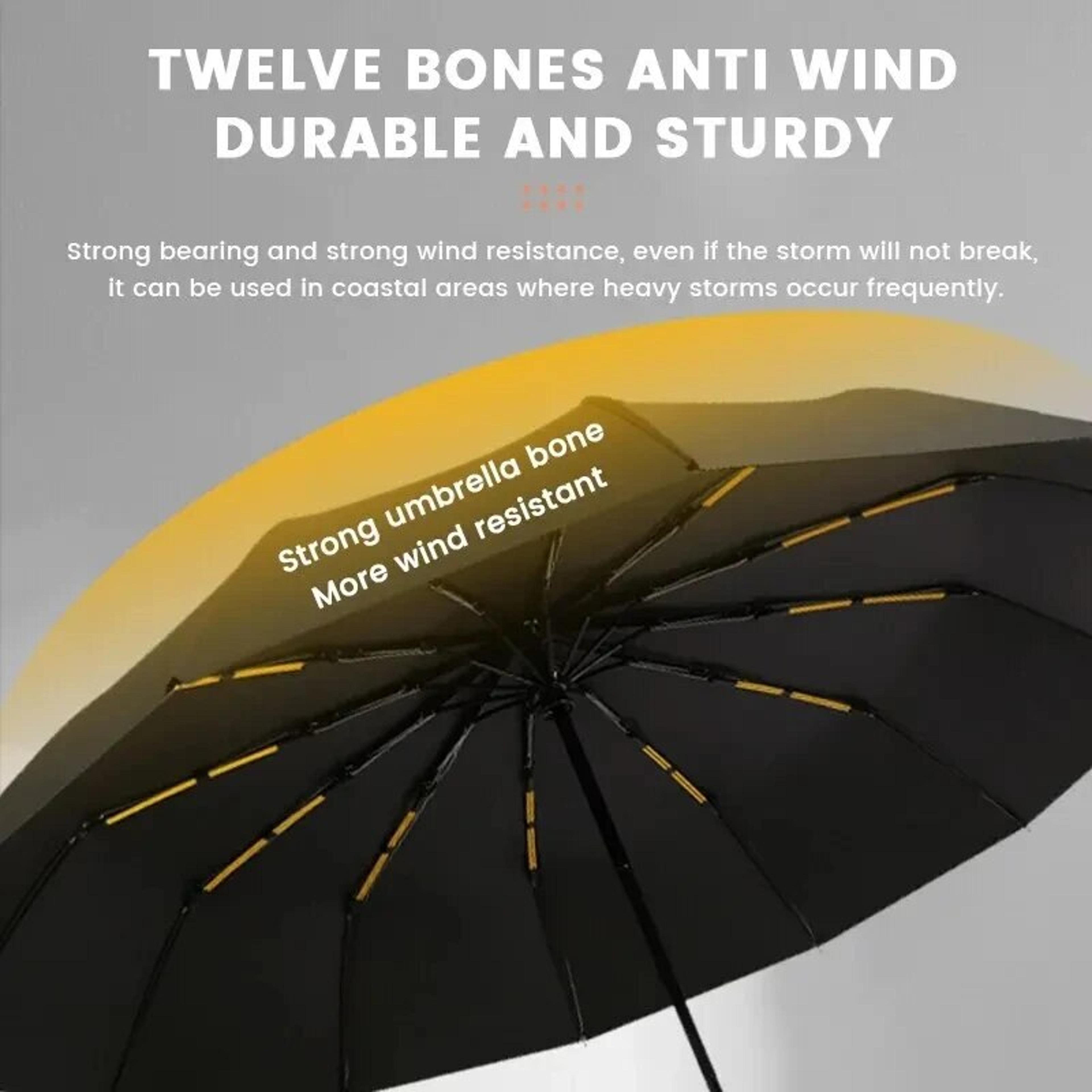 Bone Black Glue Fully Automatic Umbrella  Durable UV Resistant Folding Umbrella For Men  Women 3
