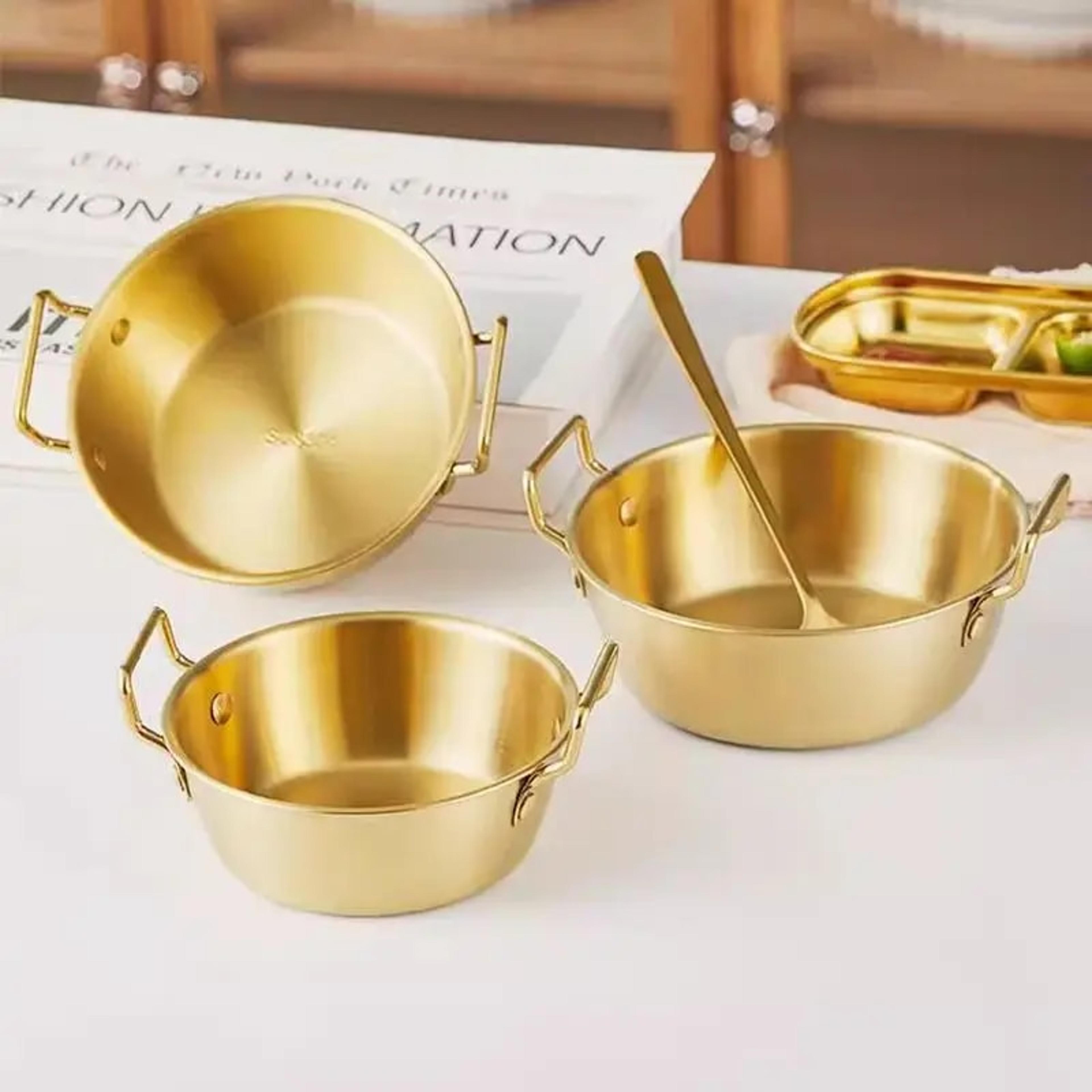 Golden Stainless Steel Instant Noodle Bowl With Handle  Elegant Korean Rice Wine Bowl For Salads  S 0