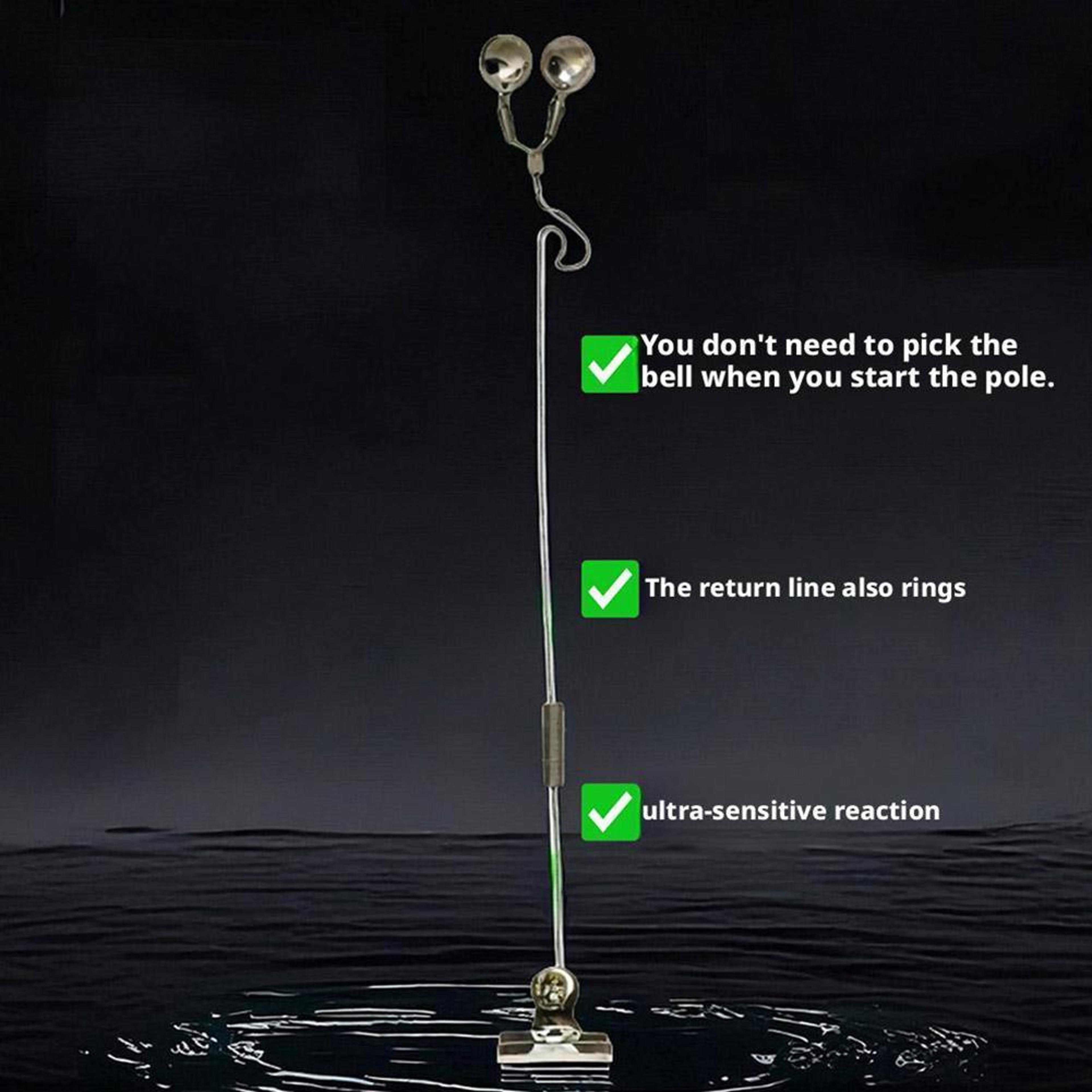 Fishing Bell Bite Alarm  Stainless Steel Rod Tackle For Sea Fishing 2