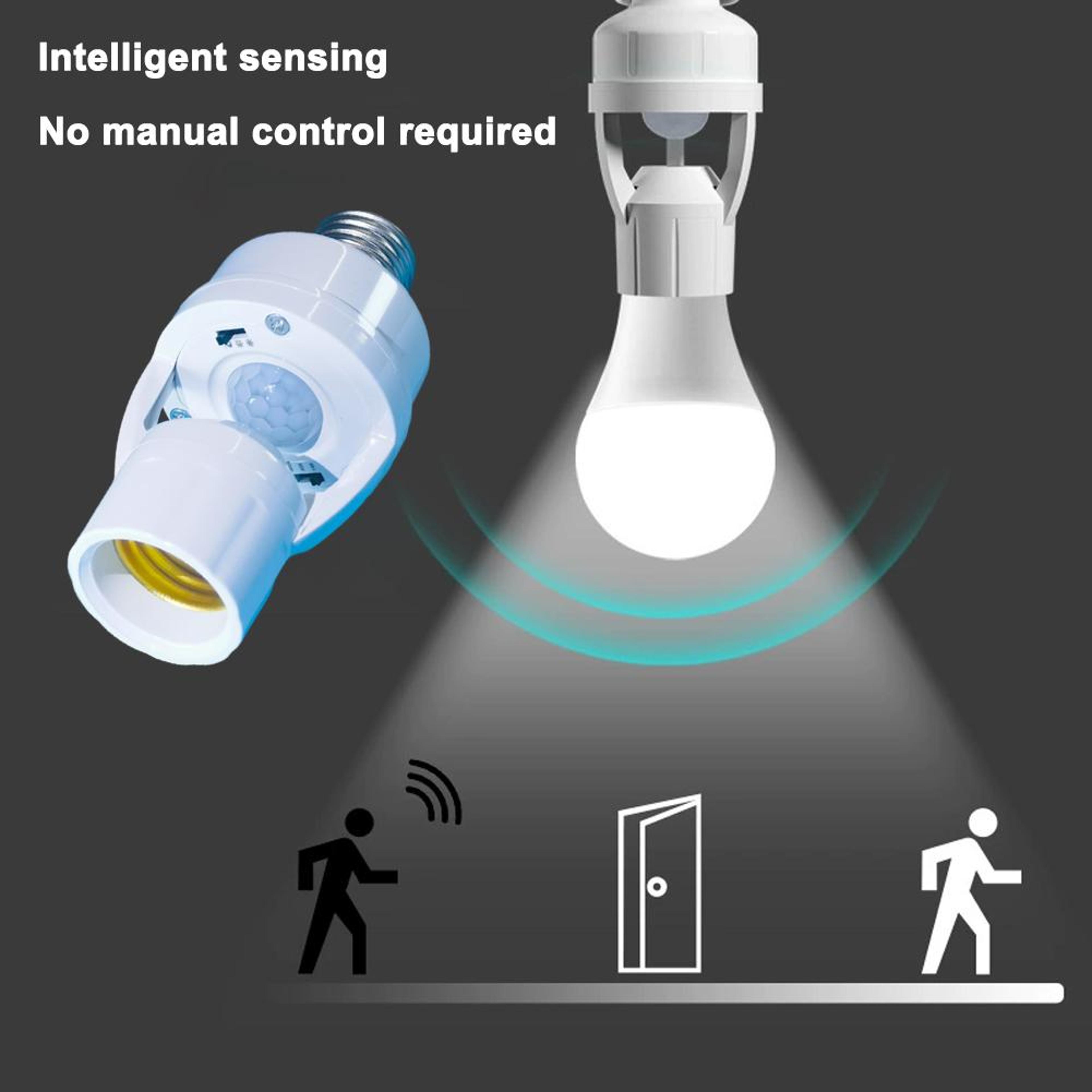 Smart PIR Motion Sensor Light Bulb Socket Adapter  Auto OnOff Radar Induction Lamp Holder  Adjustab 3