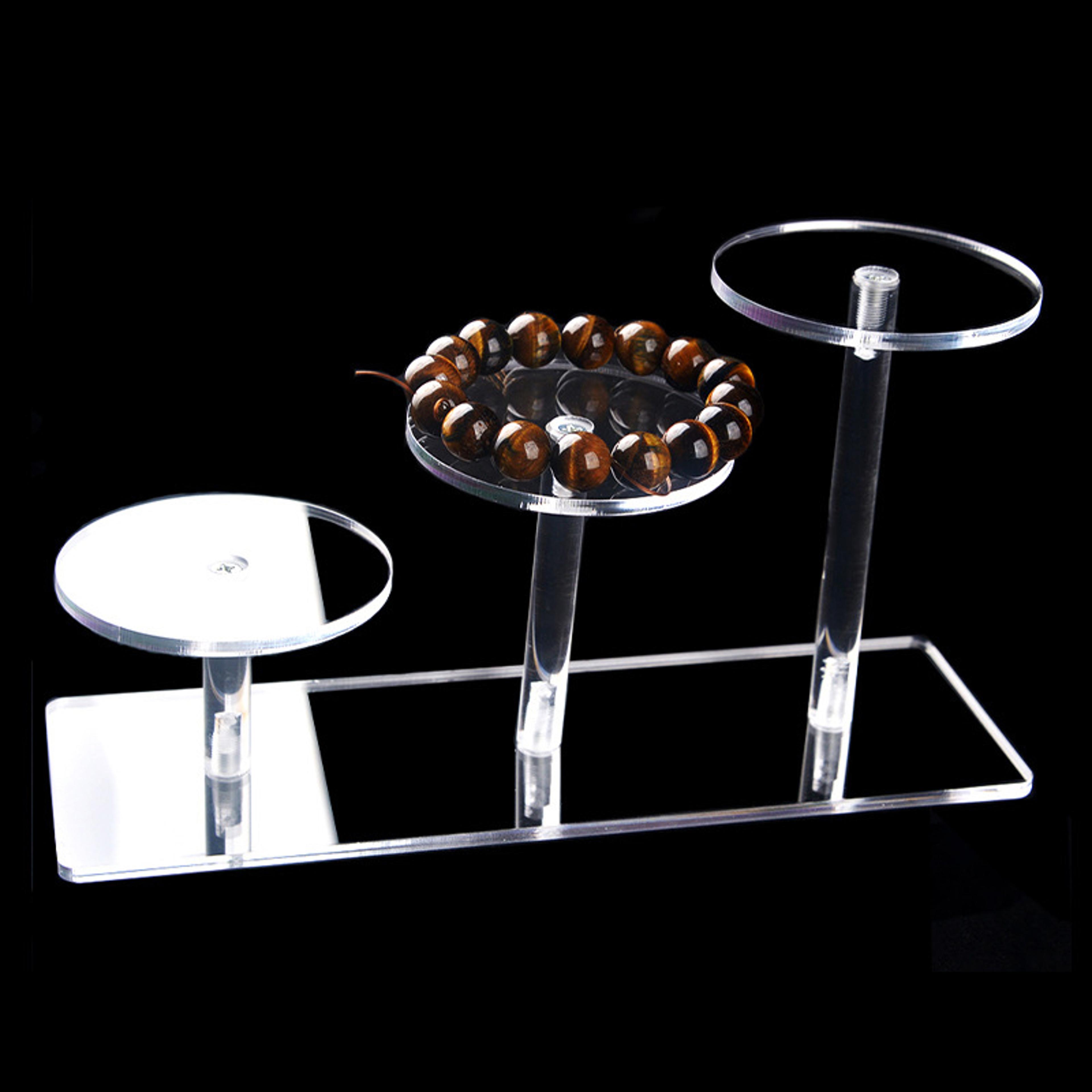 Transparent Round Acrylic Display Stand With Rectangular Base For Perfume Dolls Jewelry And Cosmeti 0