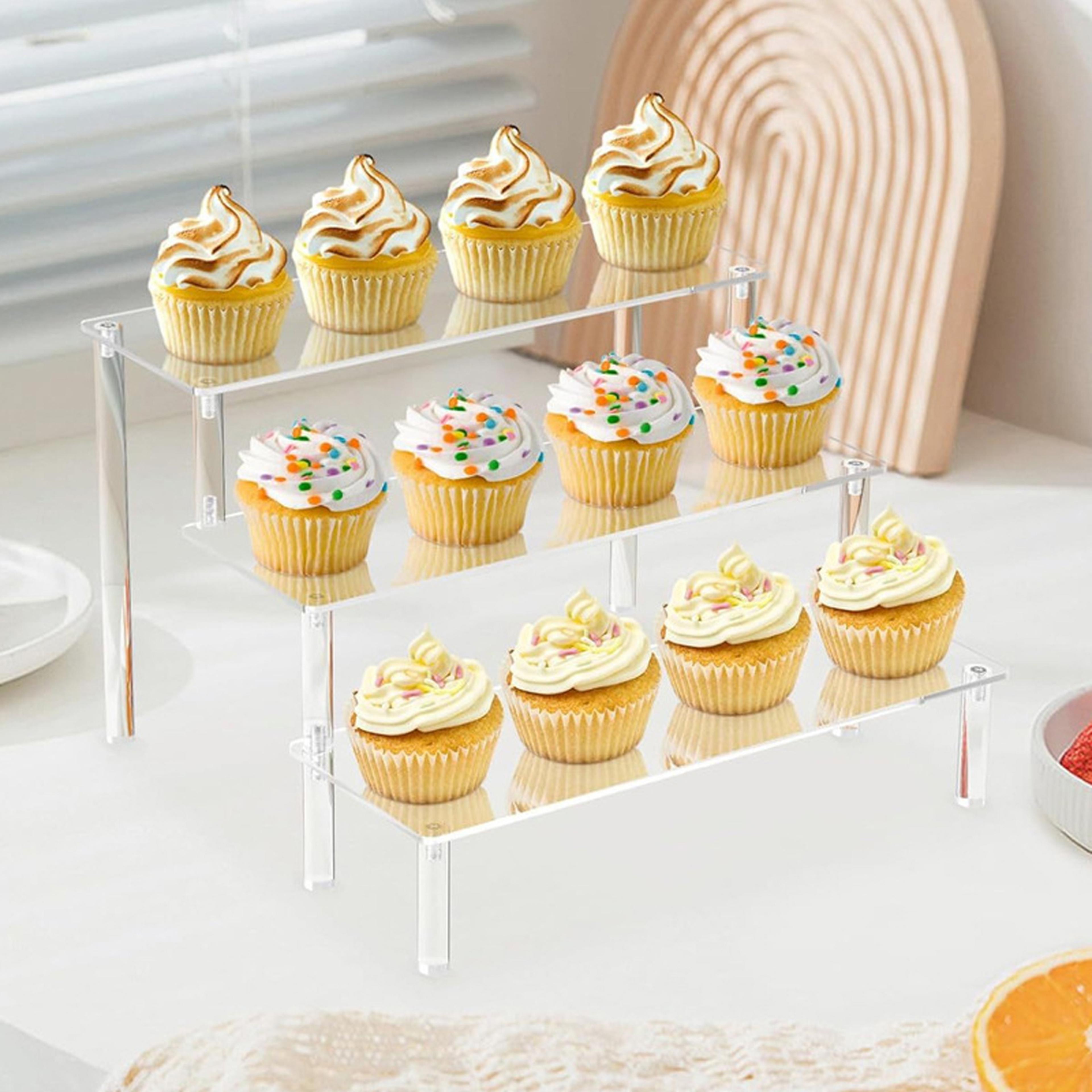 Clear Acrylic Cake Display Stand  Elegant Transparent Trapezoidal Dessert Rack For Cupcakes And Swe 0