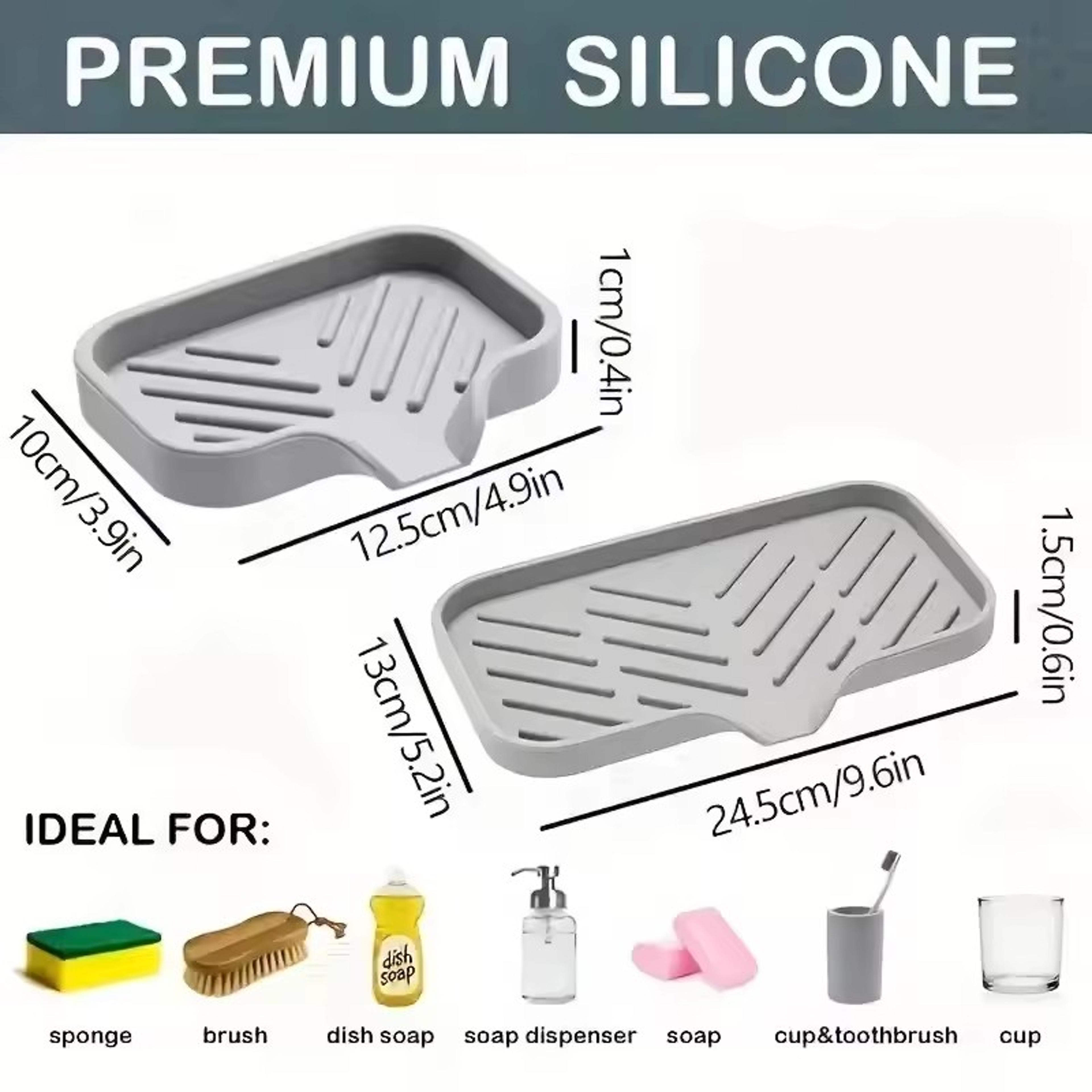 Silicone Faucet Mat  Sink Tray  Multifunctional Kitchen Storage Tray For Soap Sponge And Dishware 3