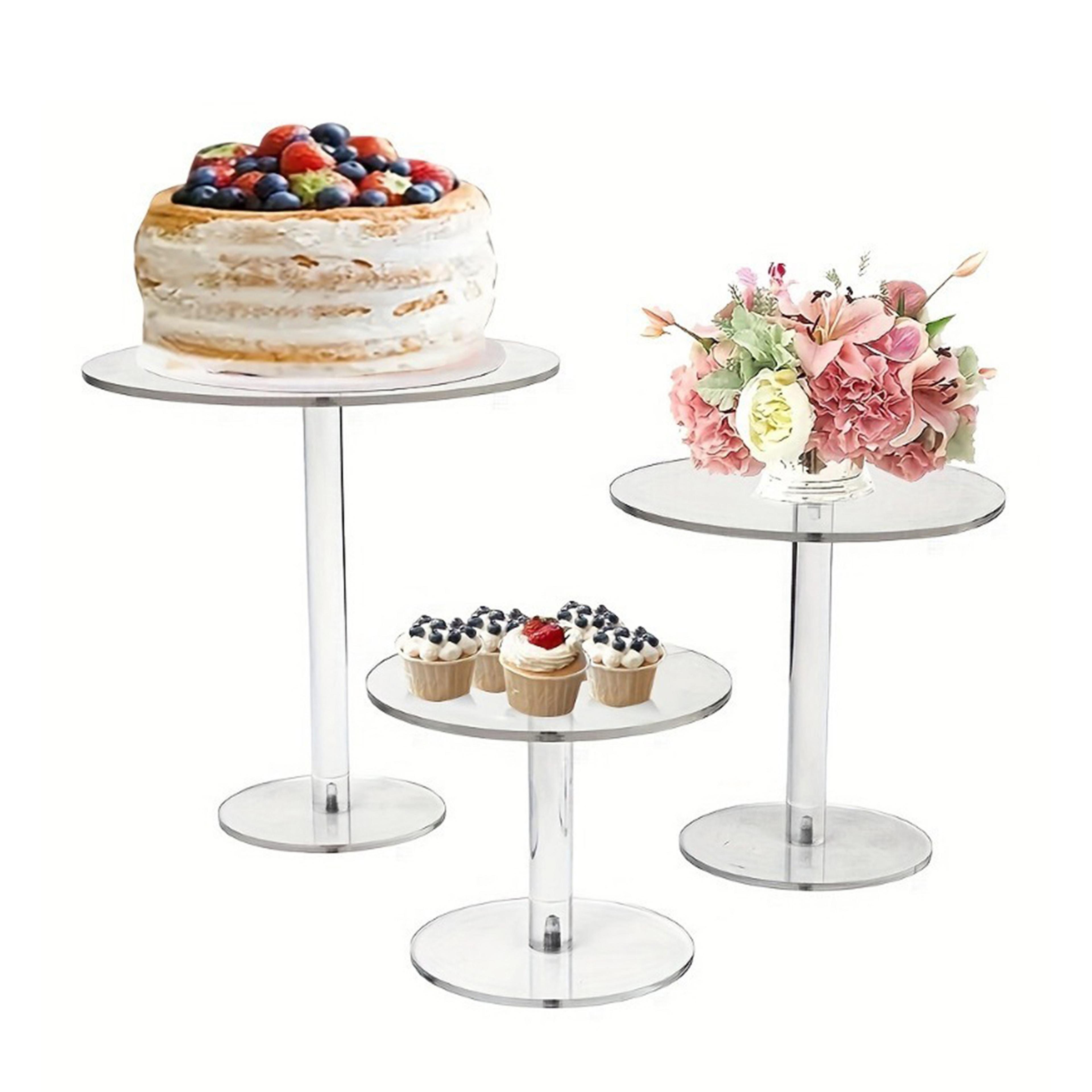 Elegant Transparent Acrylic Round Cake Stand For Desserts Cupcakes And Pastry Displays  Perfect For 0