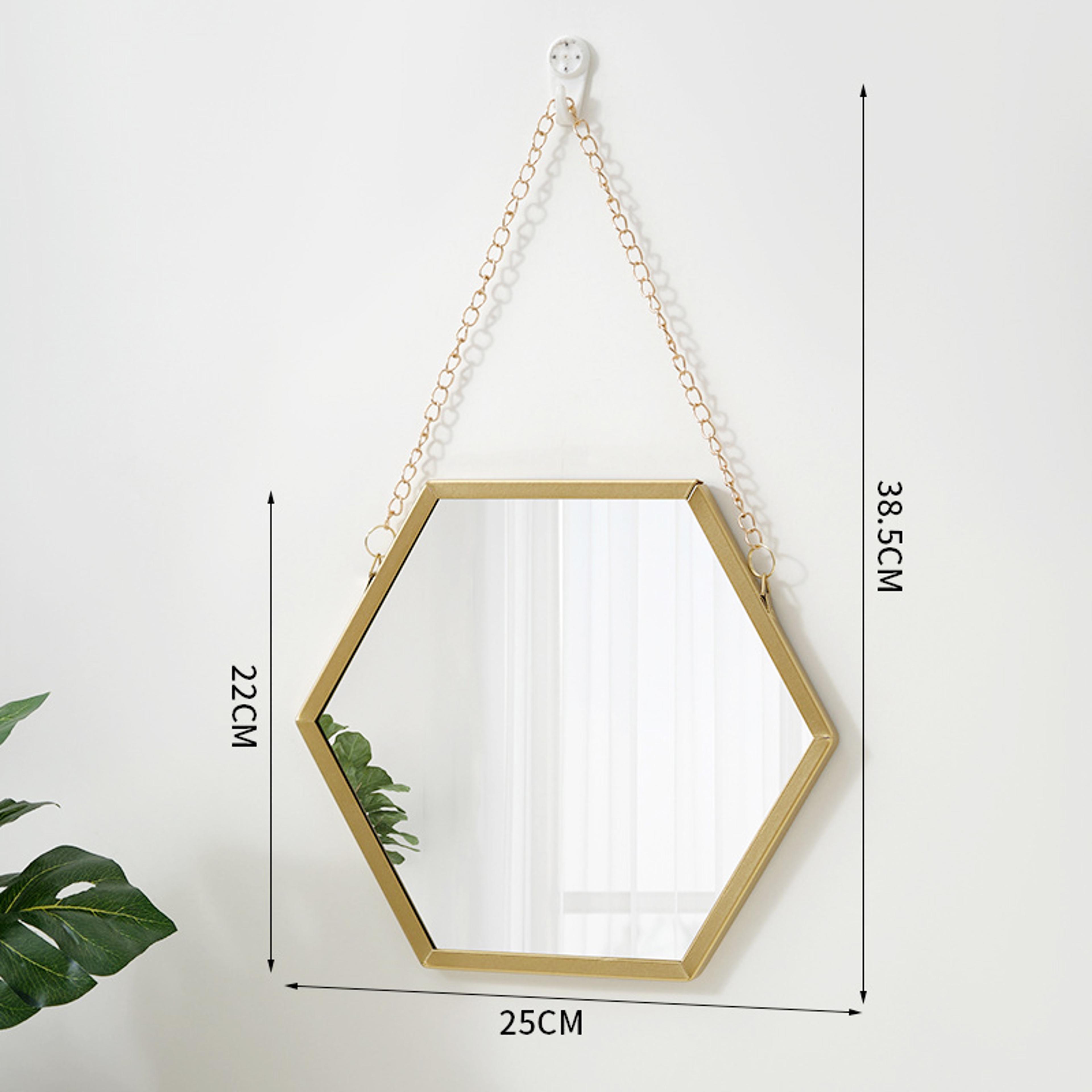 Hexagon Shape Decorative Mirror For Wall  Elegant Hanging Bathroom  Bedroom Cosmetic Mirror 5
