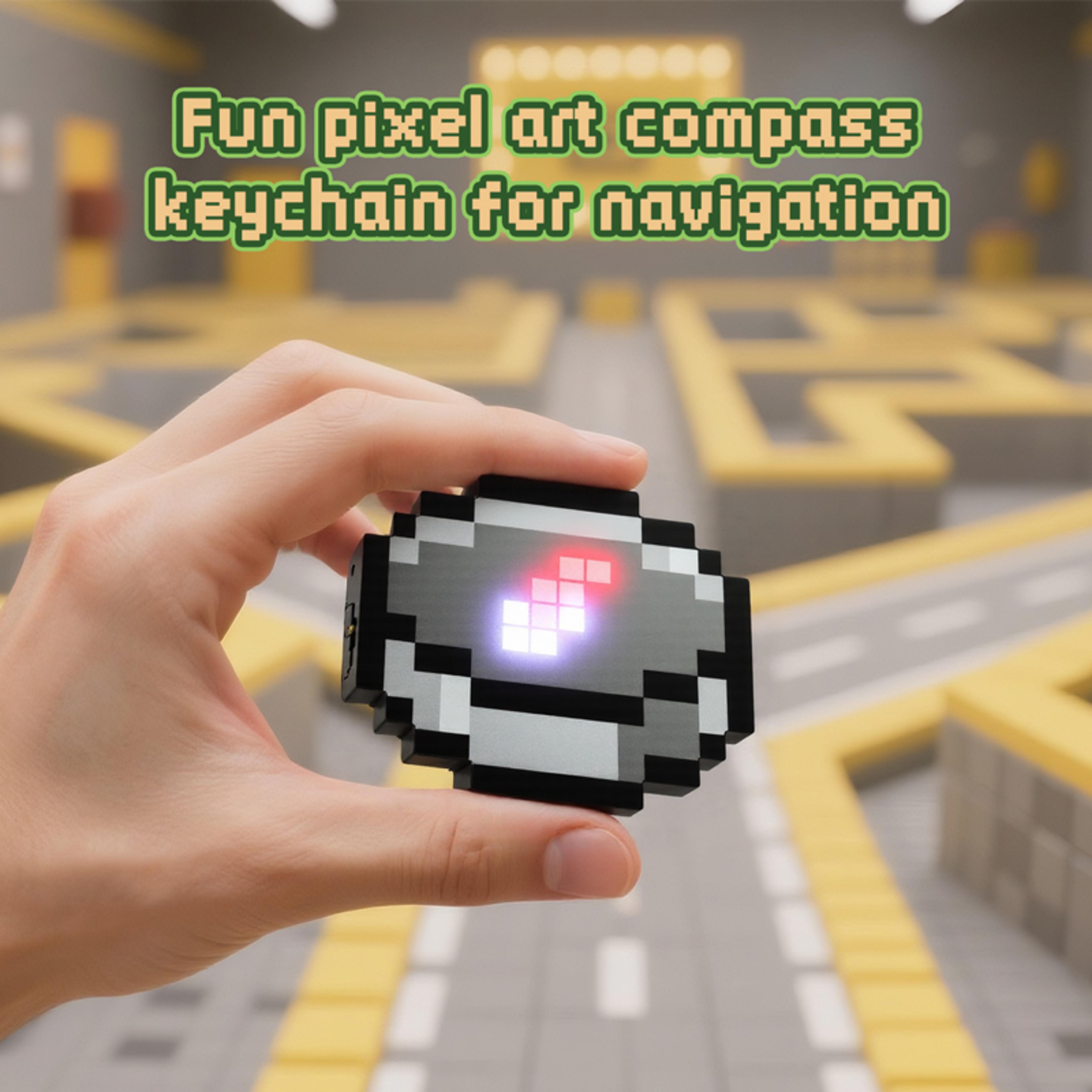 Kids Rechargeable Pixel Compass Keychain  Creative Cartoon Backpack Key Chain Simple Design Game Pe 1