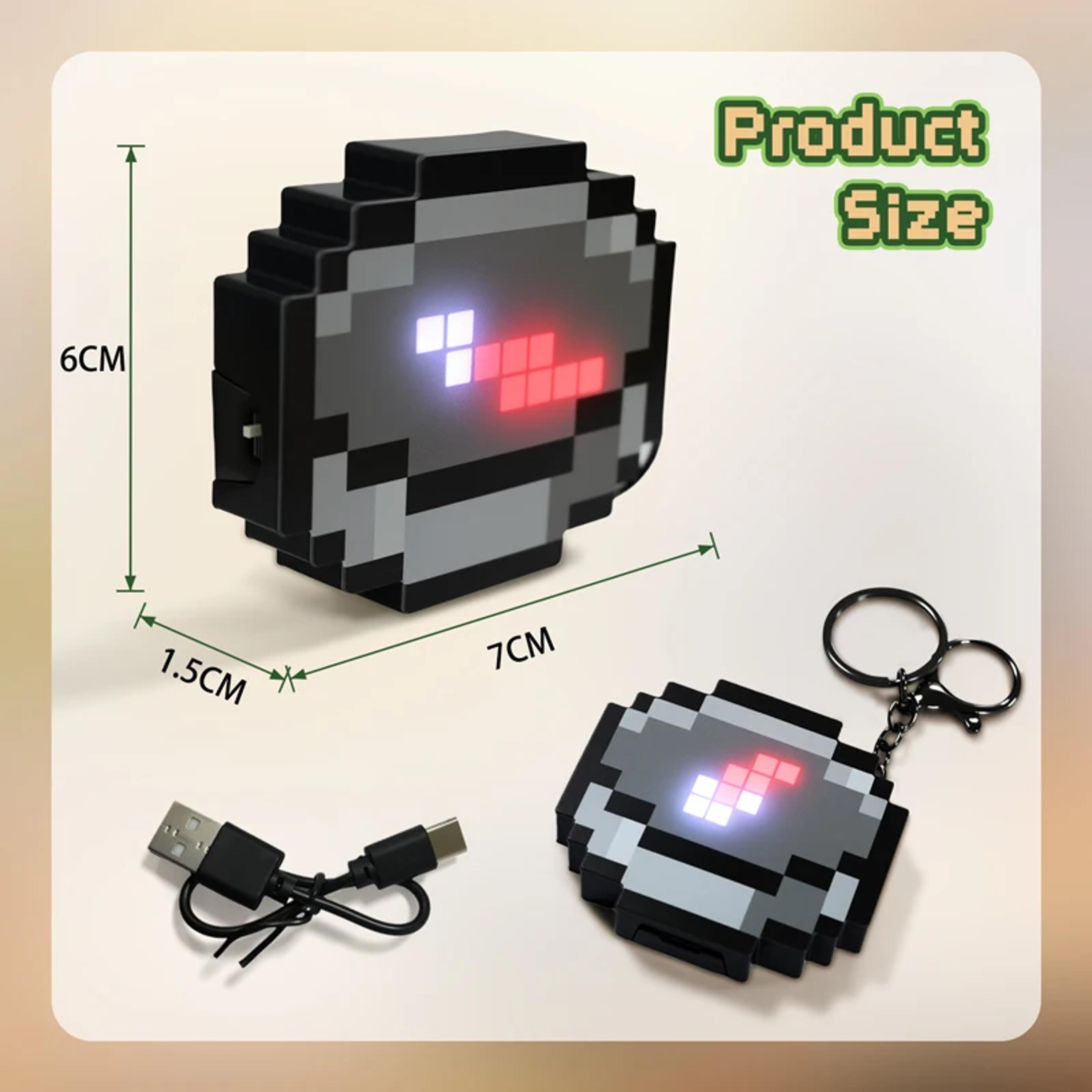 Kids Rechargeable Pixel Compass Keychain  Creative Cartoon Backpack Key Chain Simple Design Game Pe 4