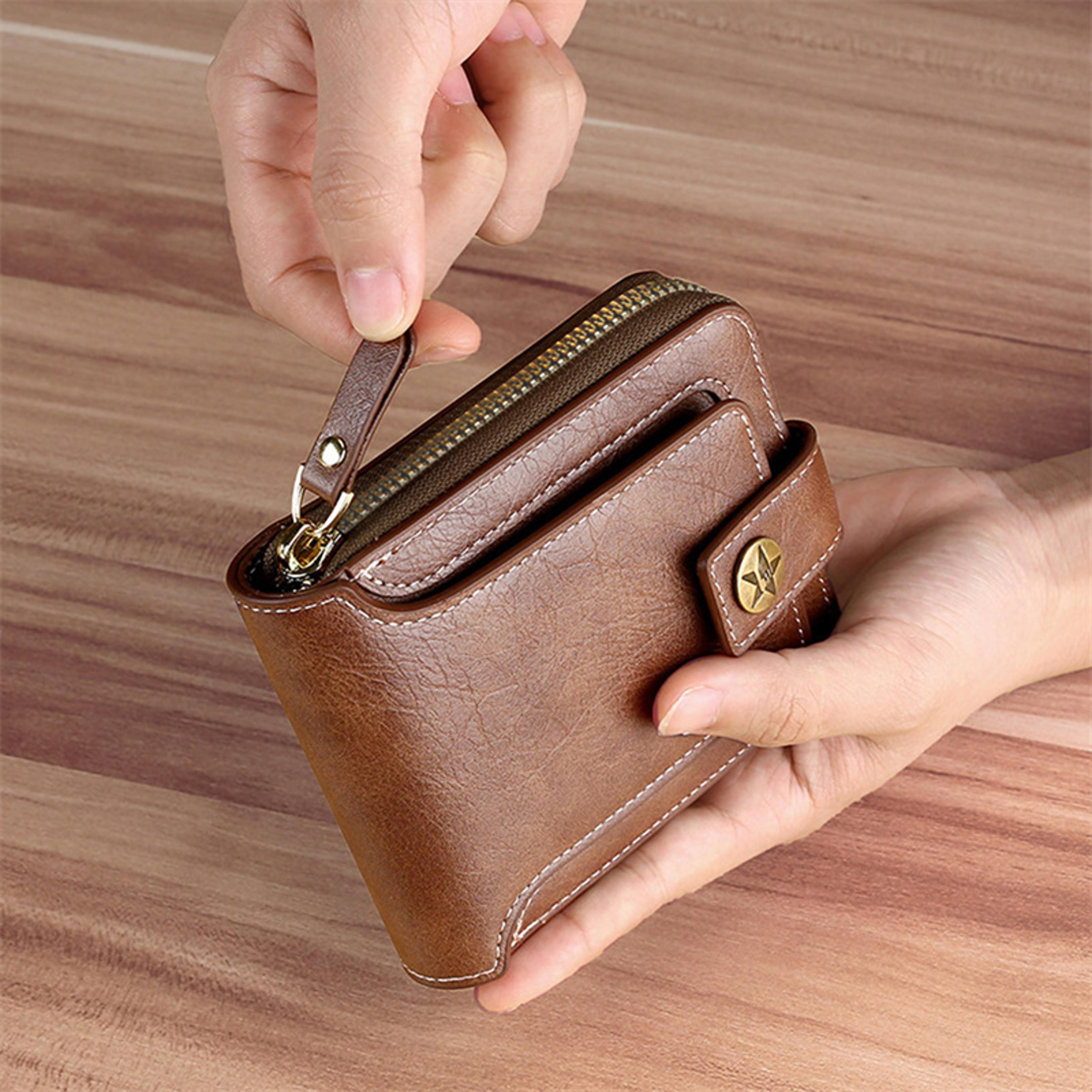 Vintage Mens Wallet PU Leather Short Purse  Durable Zipper Clutch For Men 0