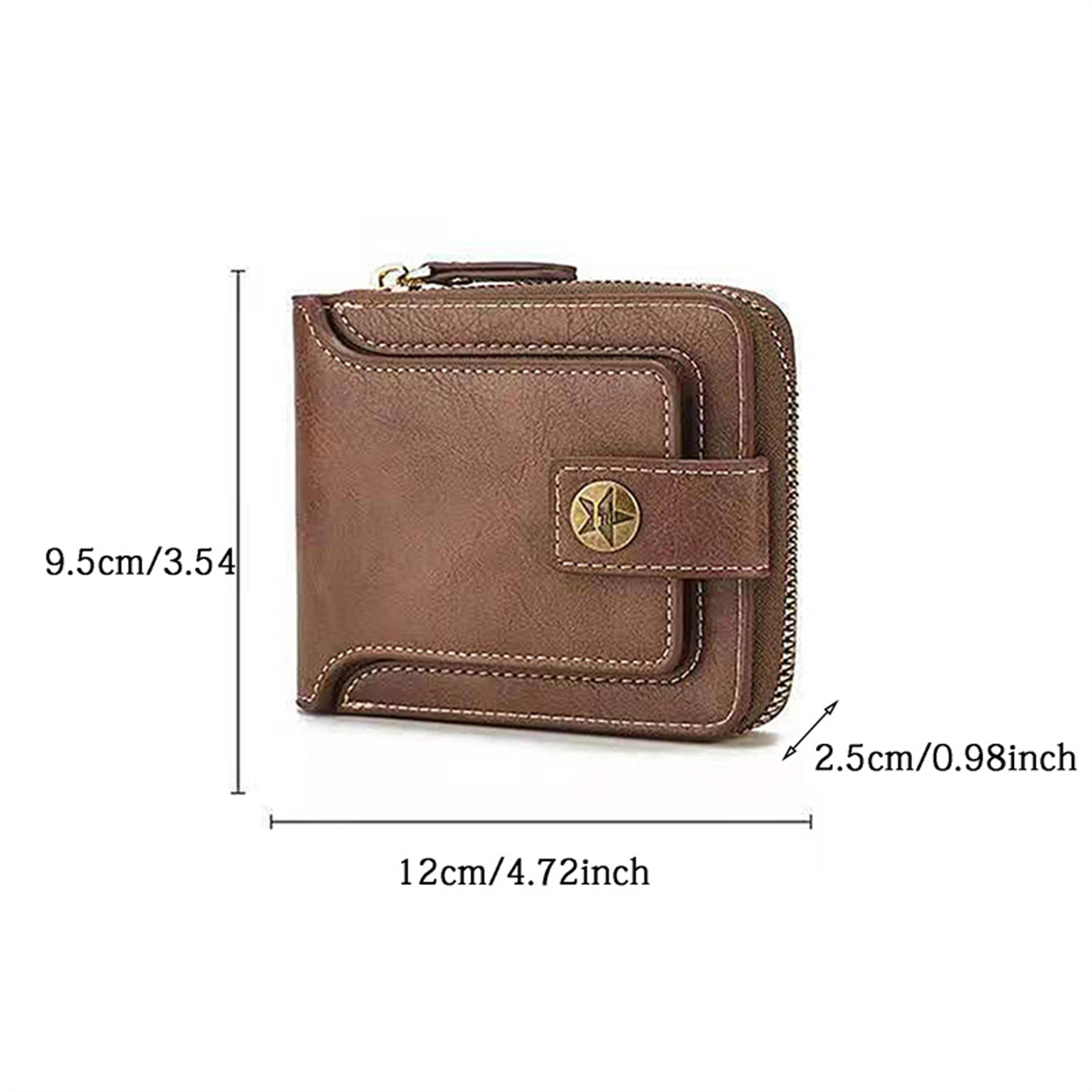 Vintage Mens Wallet PU Leather Short Purse  Durable Zipper Clutch For Men 3