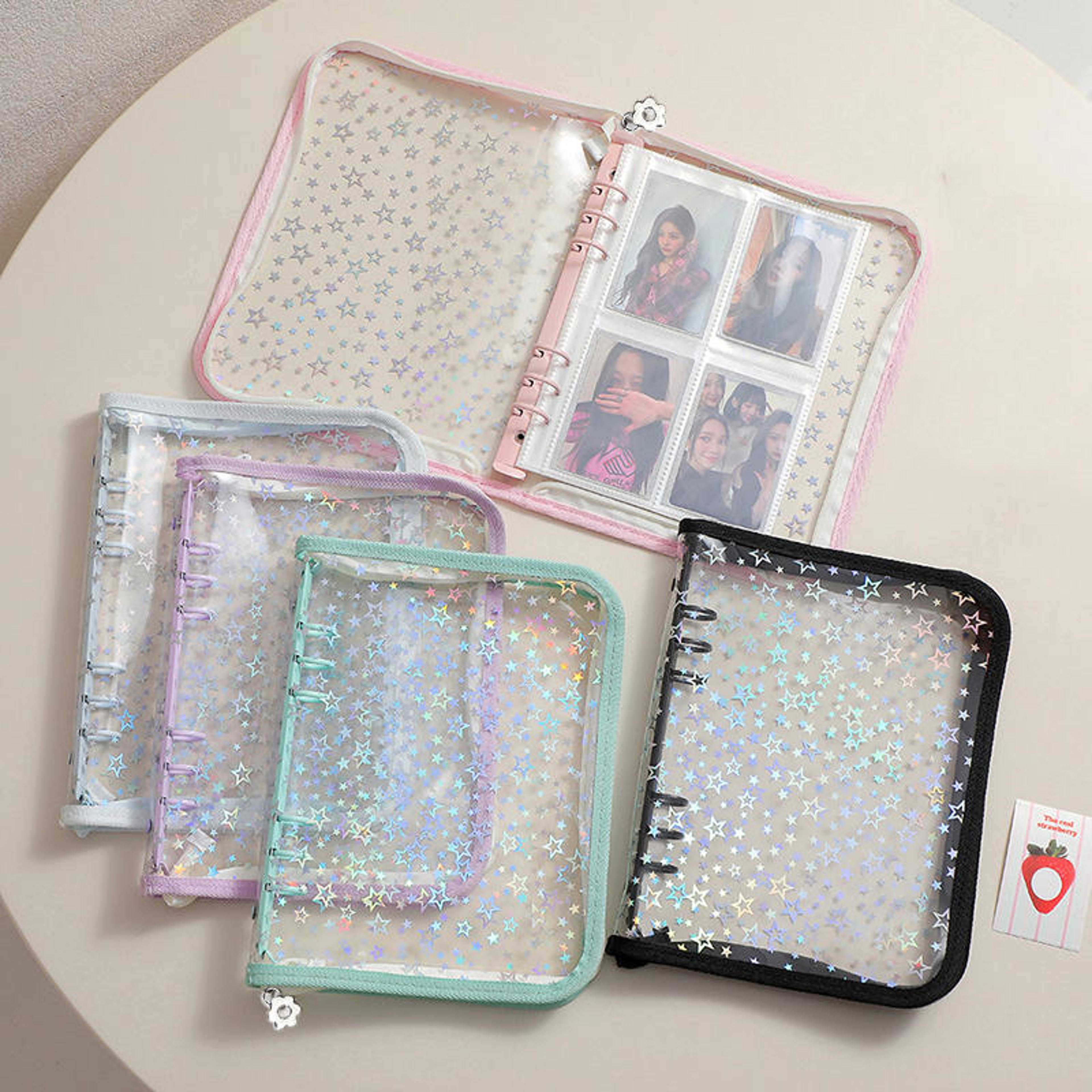 Laser Star Zipper Binder Collect Book  Transparent Kpop Idol Photo Album DIY Journal Stationery Org 2