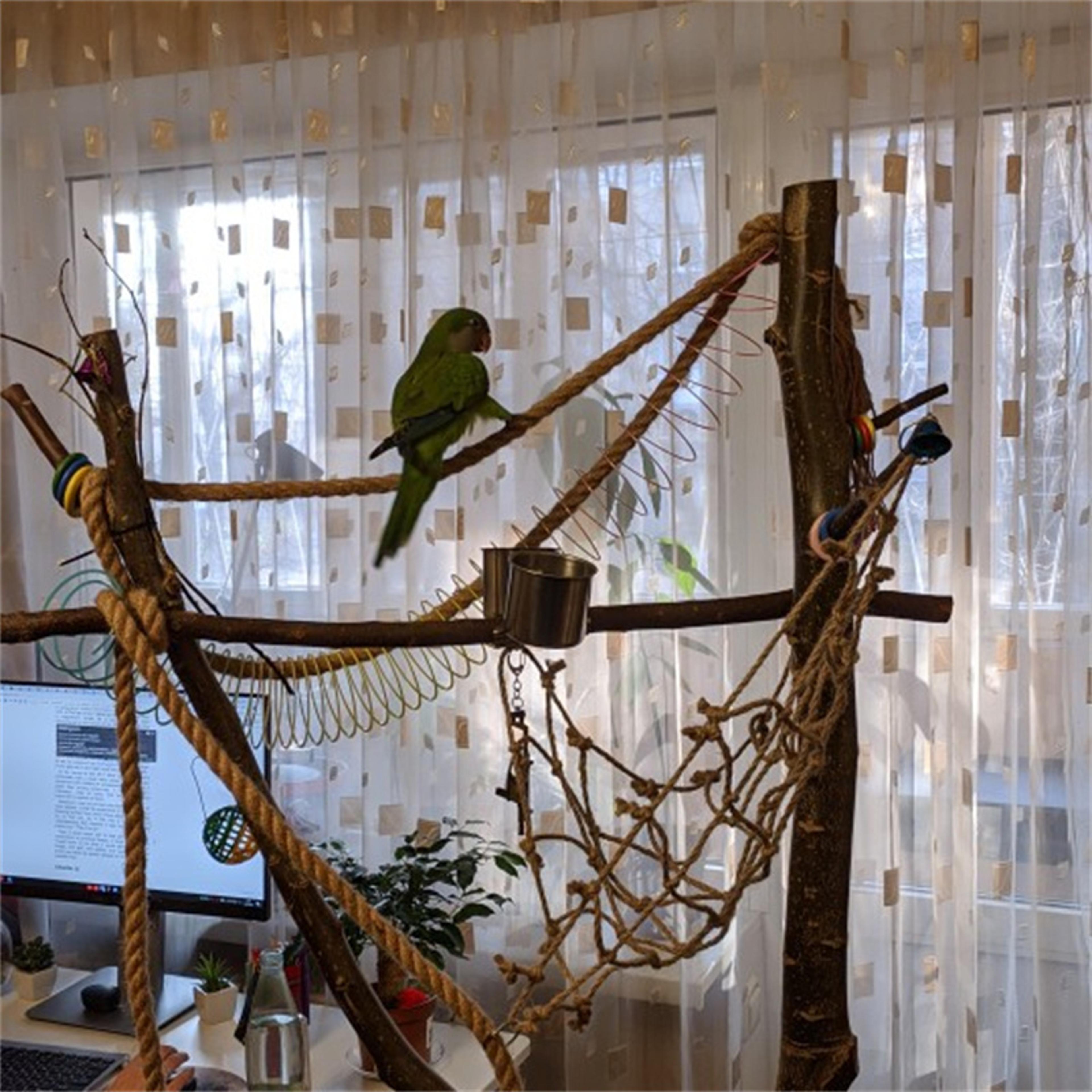 Parrot Climbing Net Bird Toy With Hook  EcoFriendly Rope Hammock For Birds To Swing Climb And Chew 5