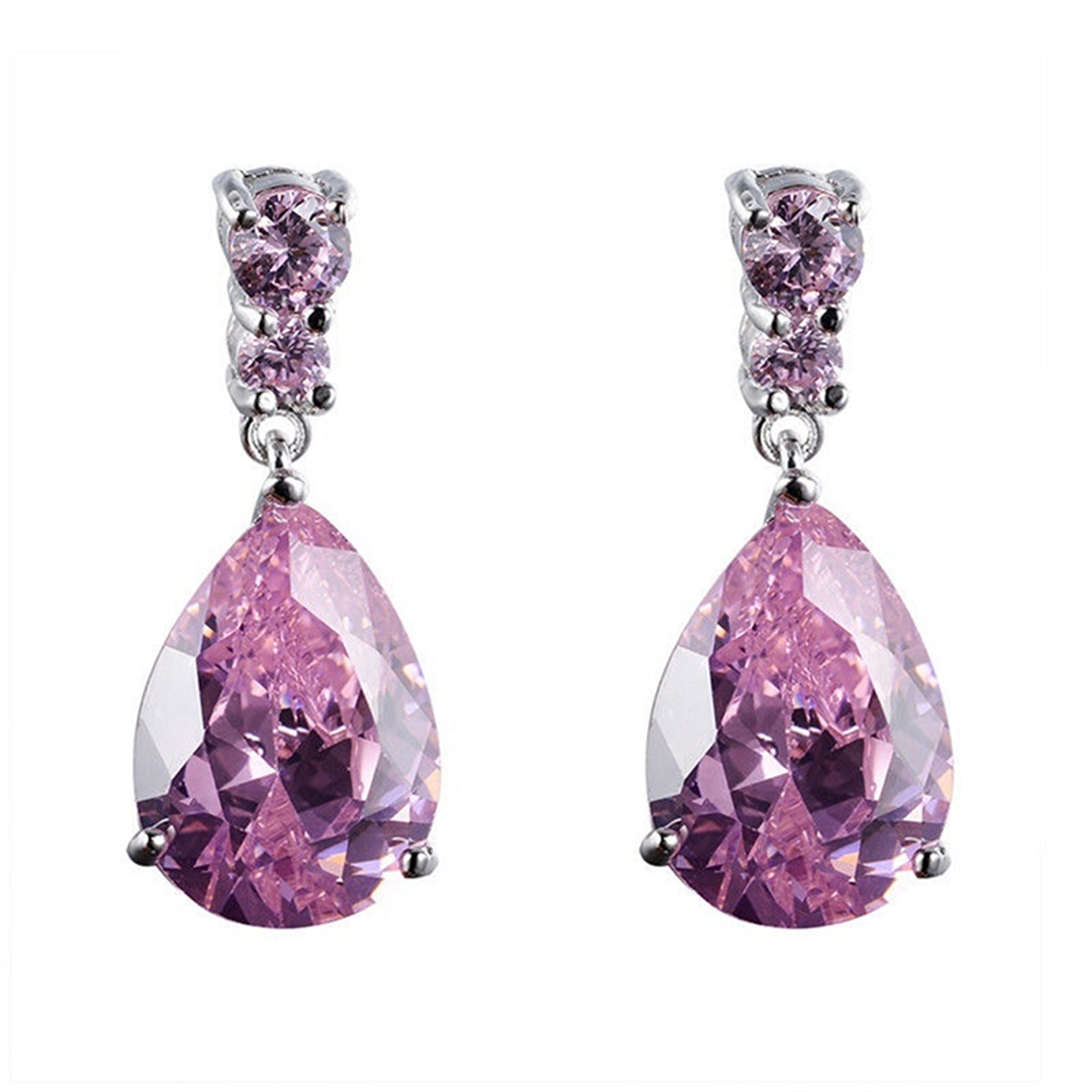 Luxury Purple Crystal Dangle Earrings For Women  Elegant Bohemian Floral Drop Earrings 1