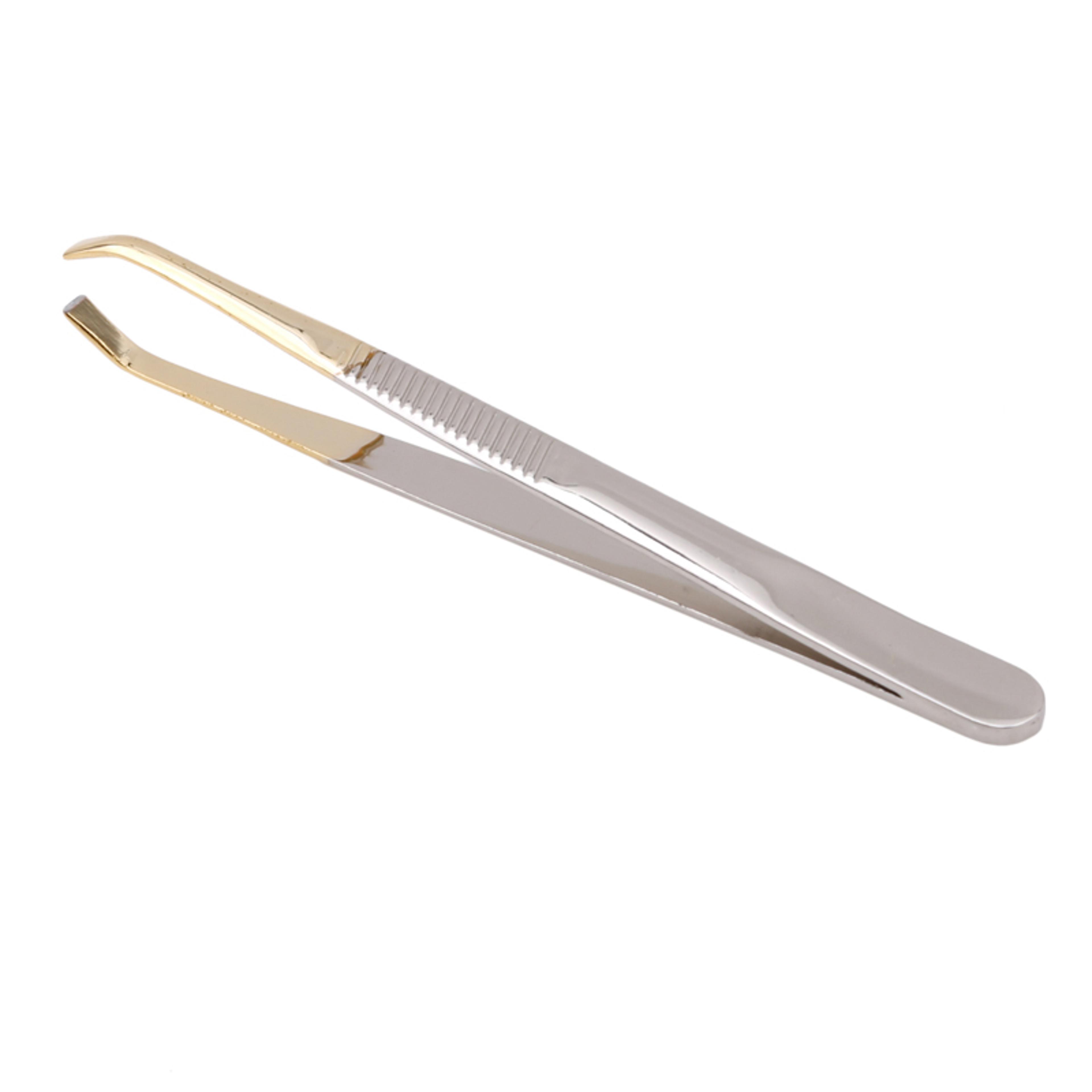 Stainless Steel Slant Tip Tweezers For Eyebrows And Eyelashes  Professional Makeup Tool 0