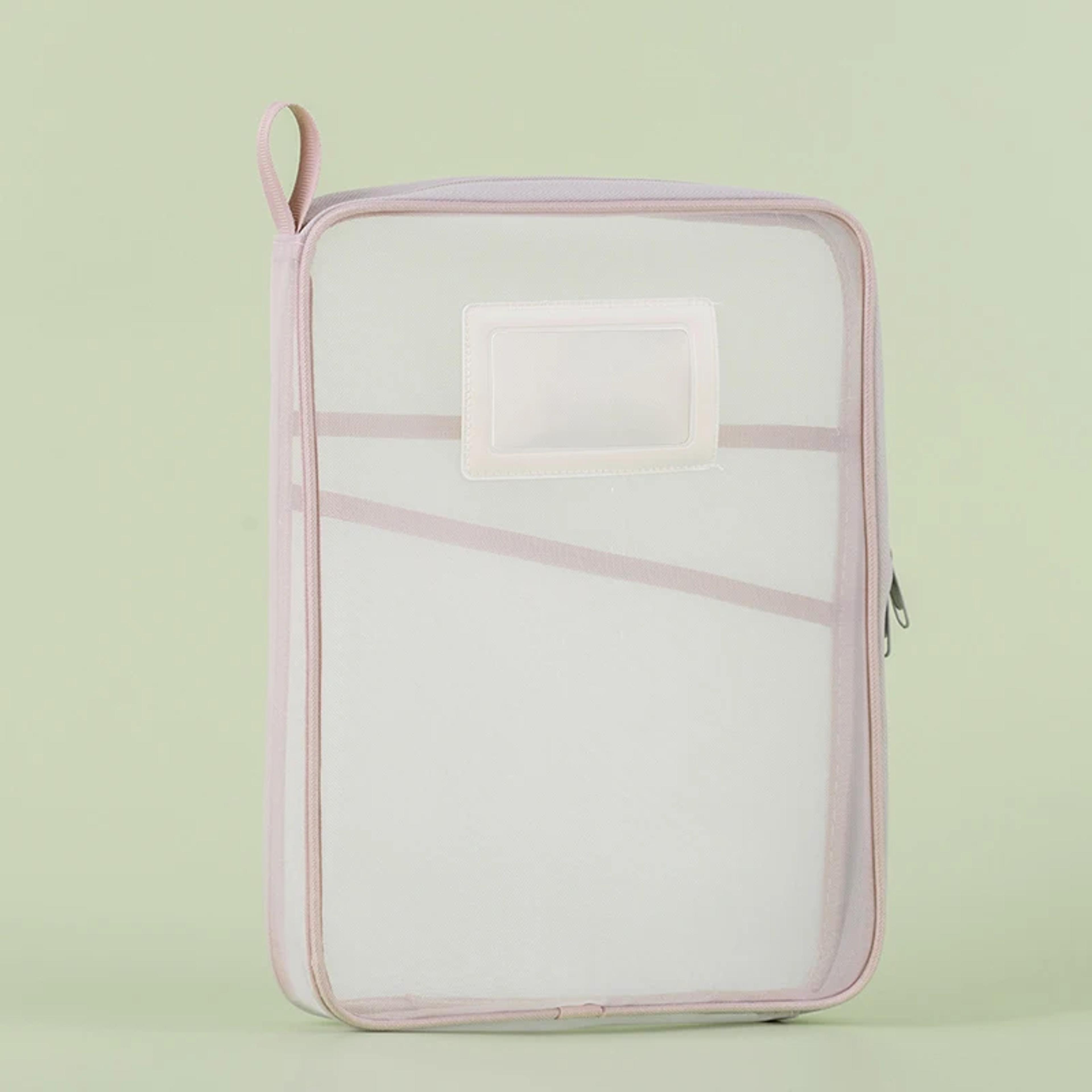Large Capacity Mesh Zipper Organizer Bag  Durable Storage For Office  School Supplies 7