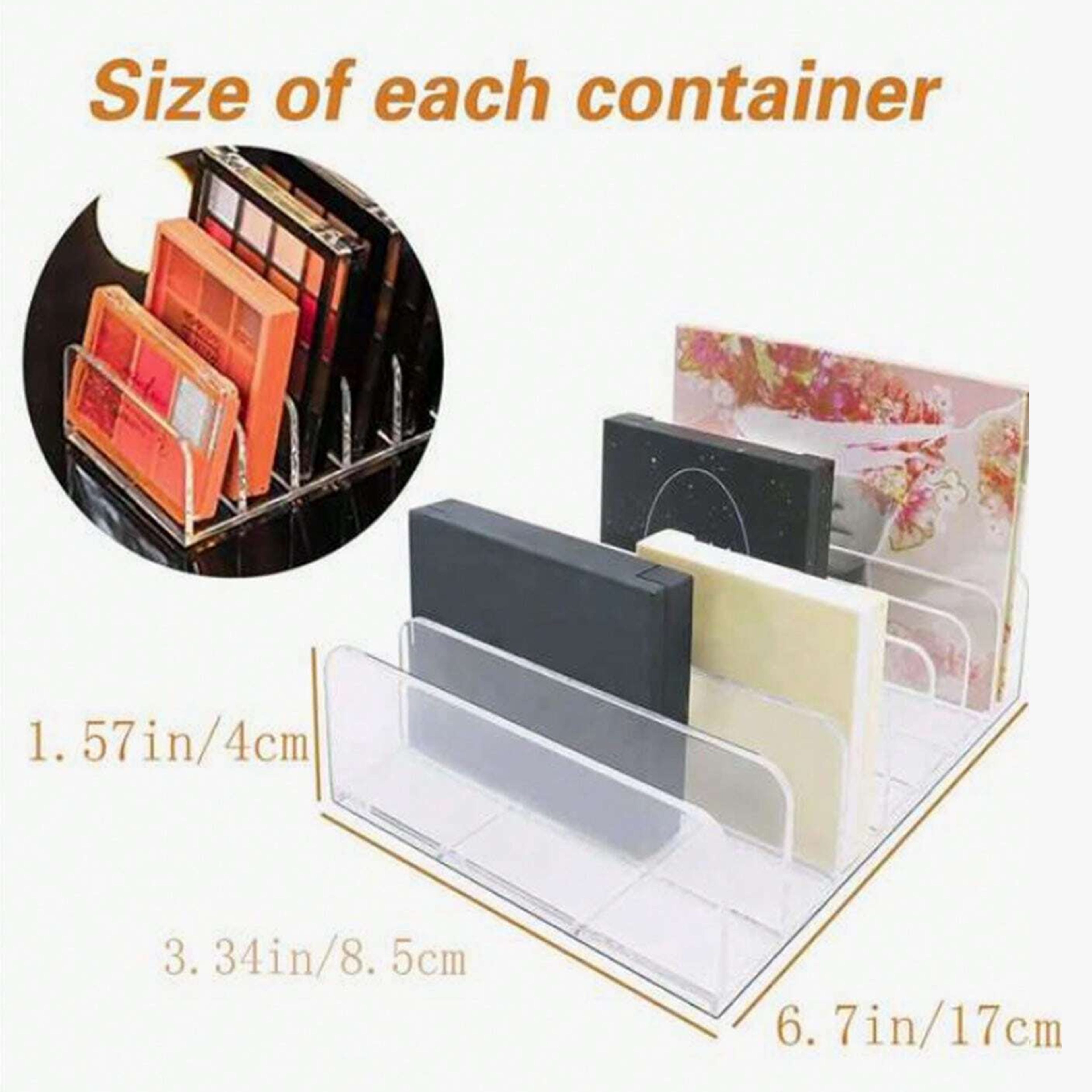 Compartment Transparent Makeup Organizer For Eyeshadow Palettes And Cosmetics Storage Box For Vanit 5
