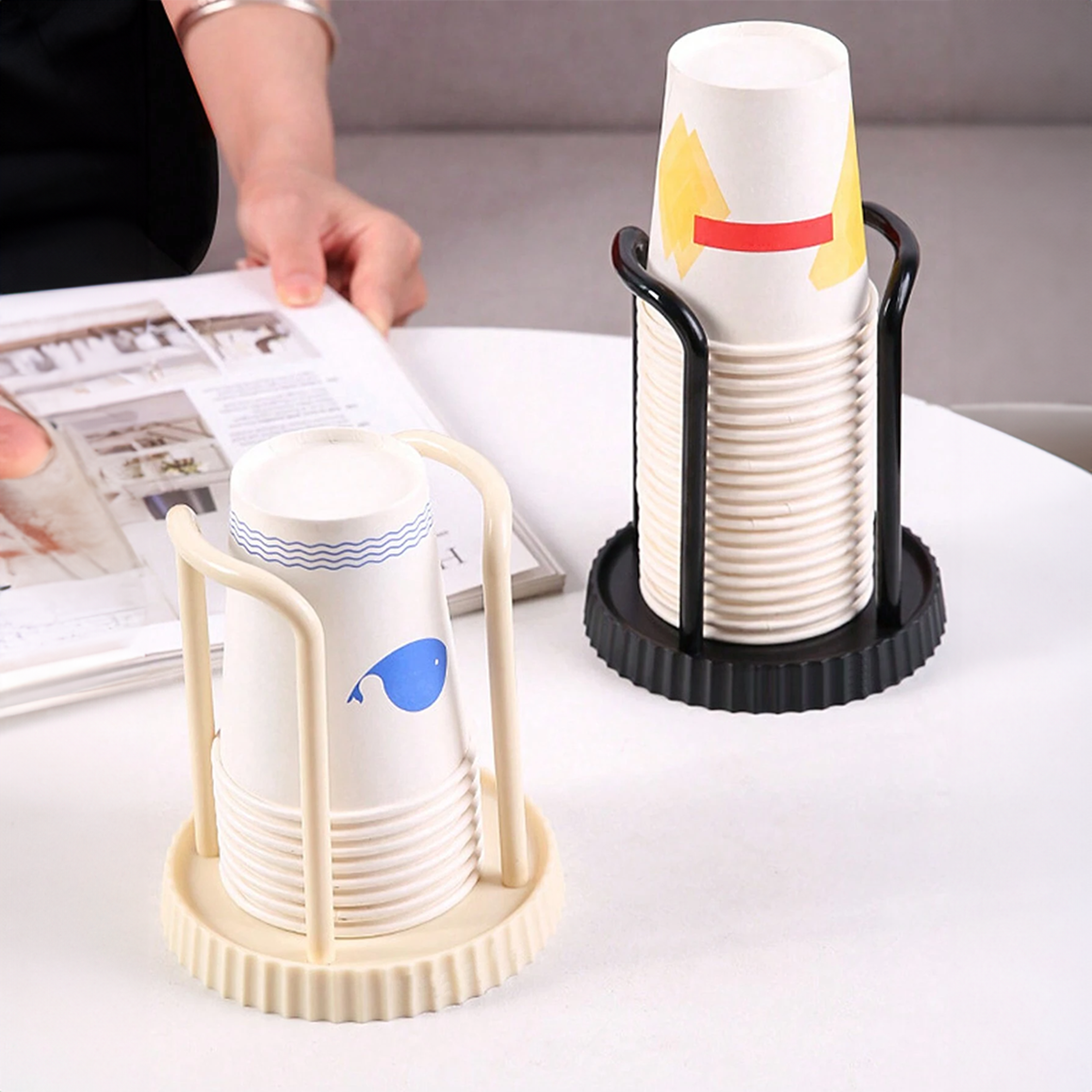 Multifunctional Paper Cup Holder Rack SpaceSaving Cup Extractor For Coffee  Tea Cups 0